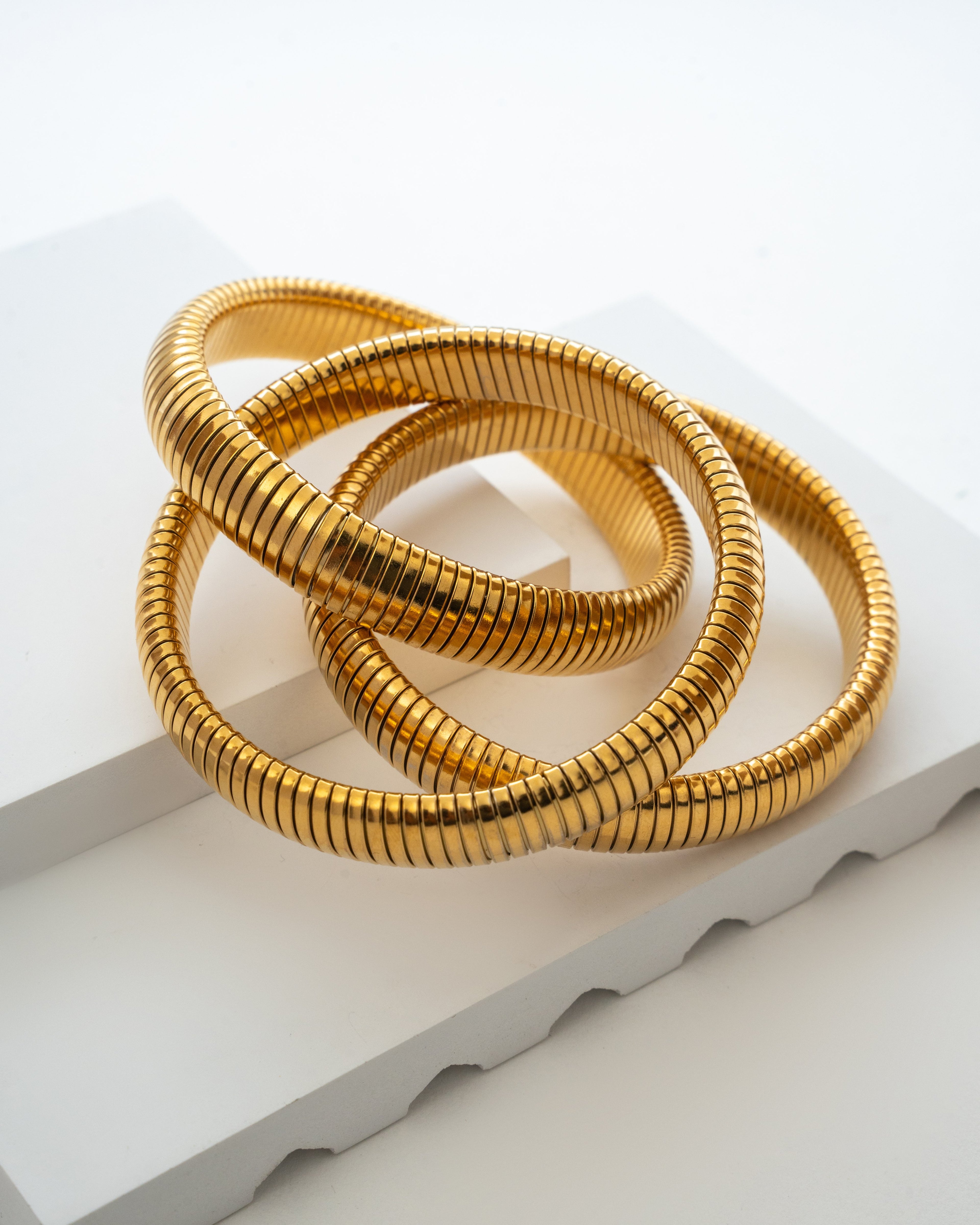 Elegant Gold-Toned Flexible Bangles