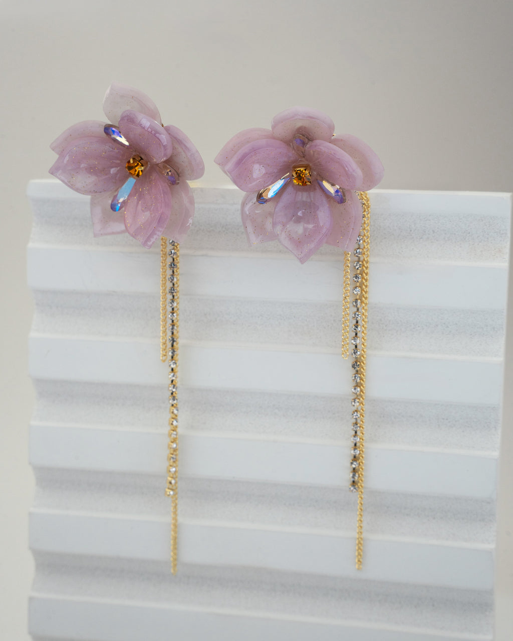 Elegant Blossom Crystal Dangling Earrings