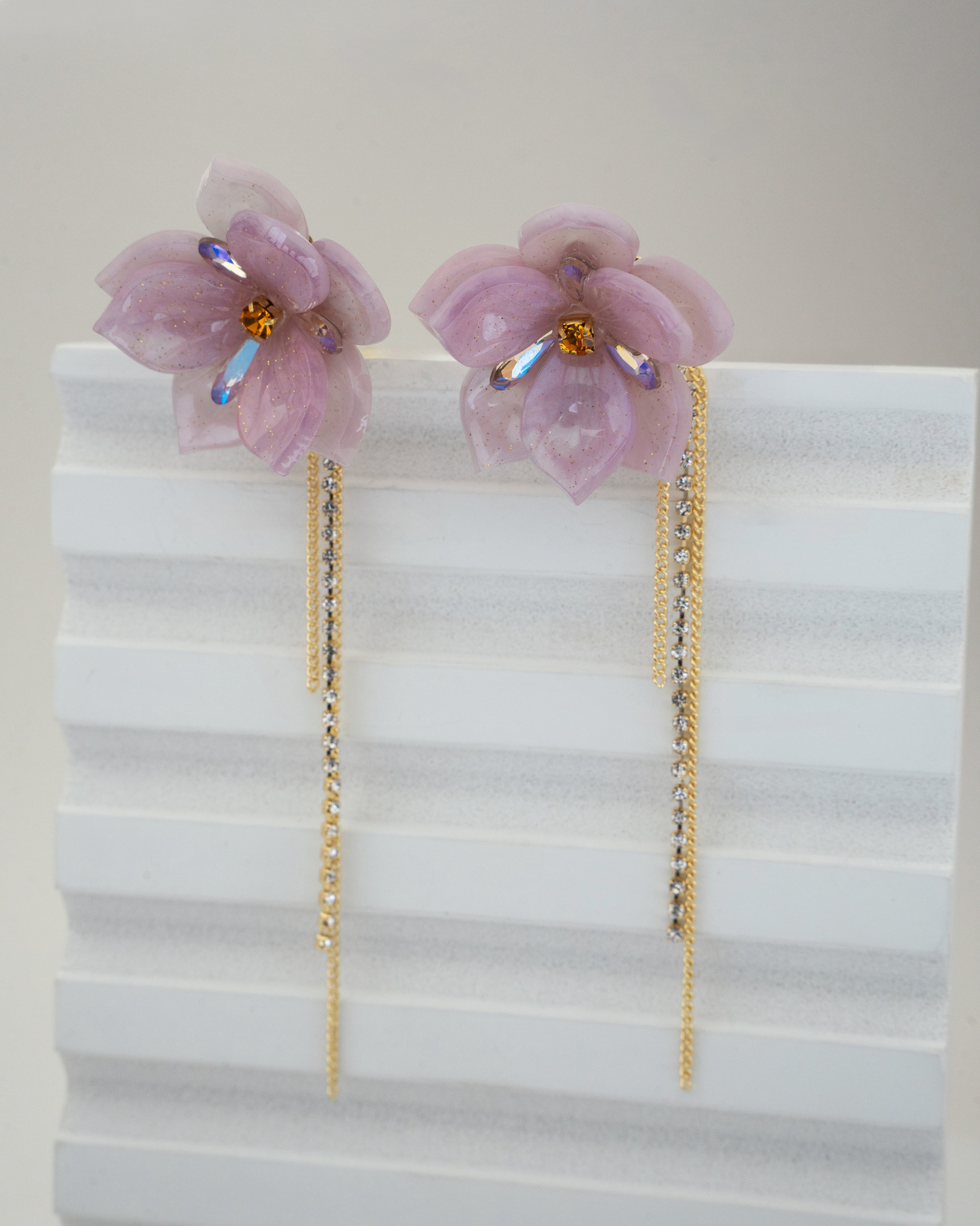 Elegant Blossom Crystal Dangling Earrings