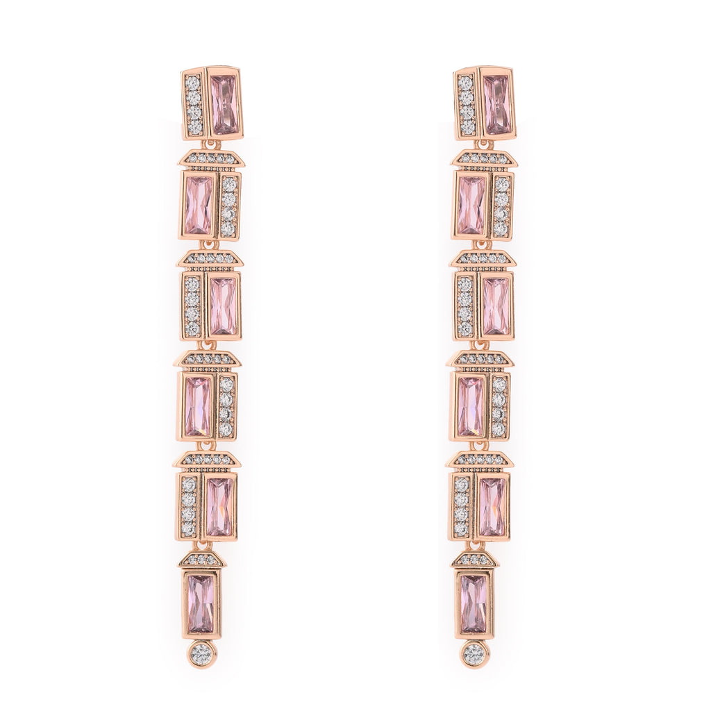 Elegant Rose Gold and Crystal Drop Earrings