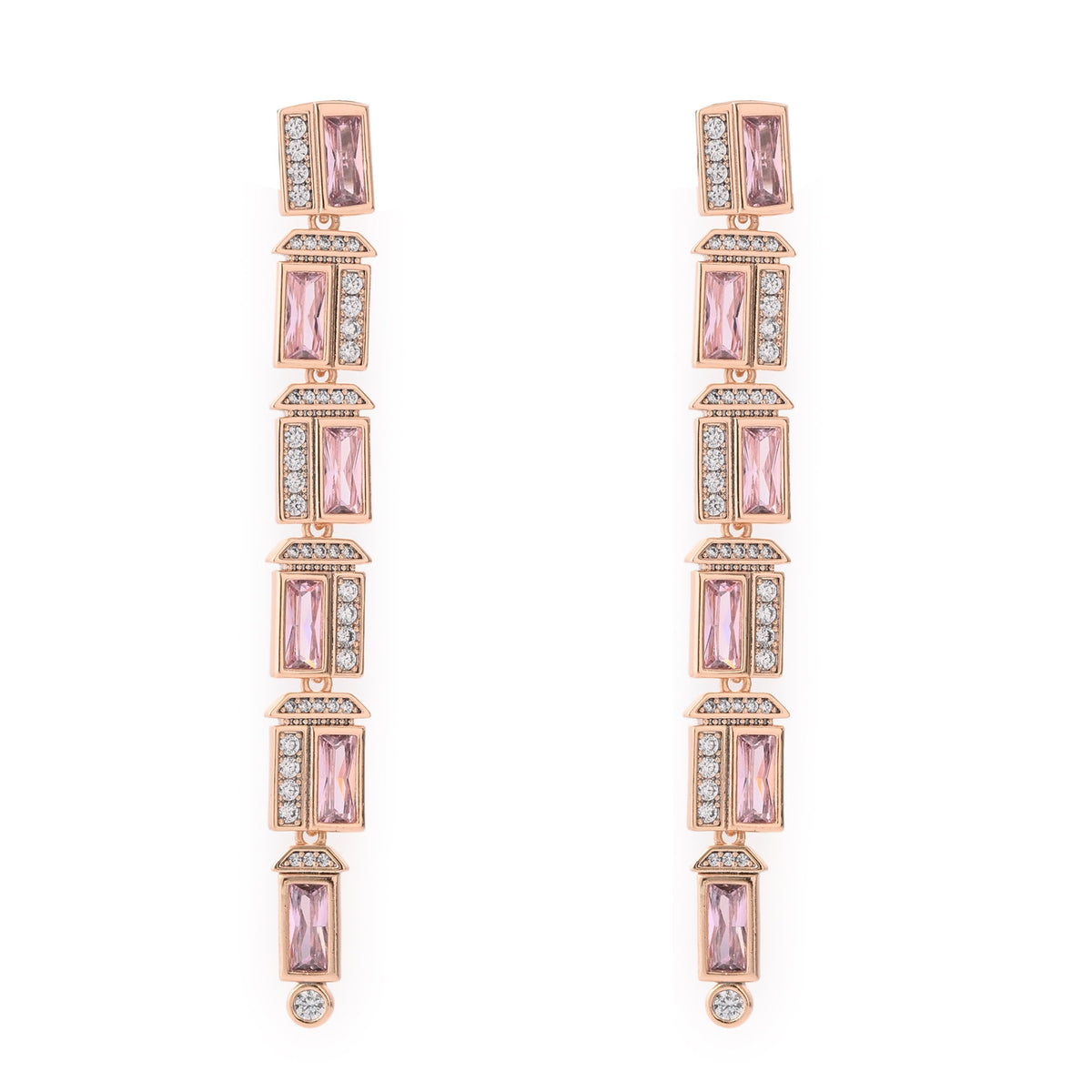 Elegant Rose Gold and Crystal Drop Earrings