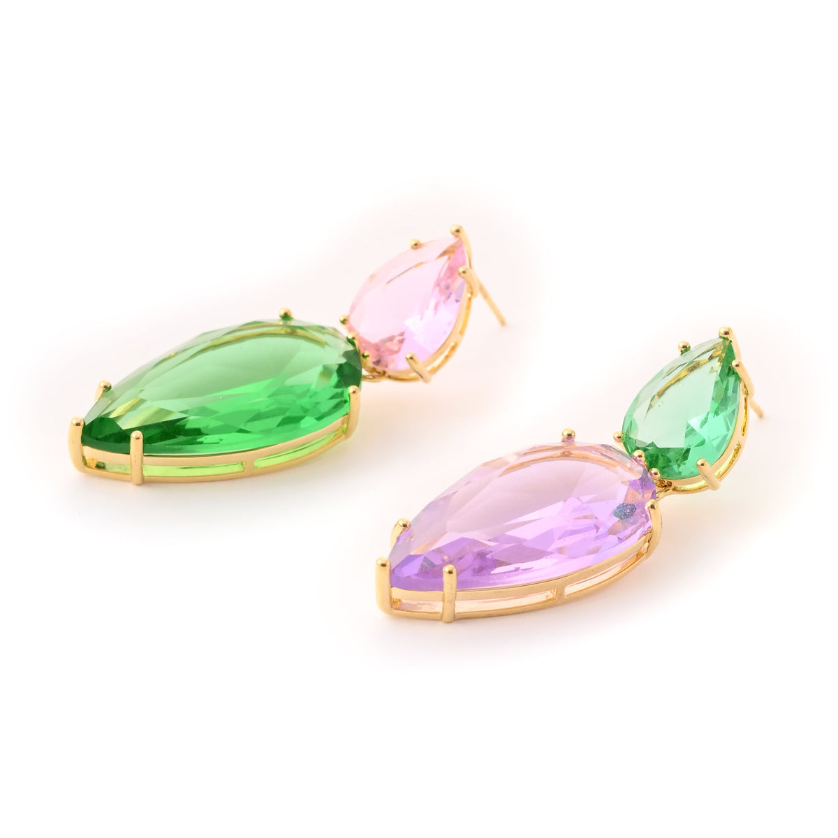 Two-Tone Teardrop Crystal Earrings