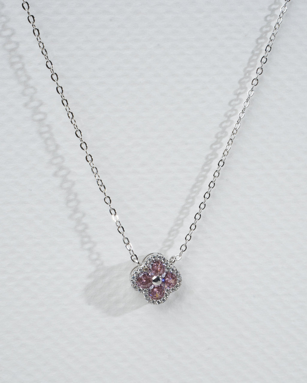 Elegant Pink Gemstone Necklace and Earring Set in Sterling Silver