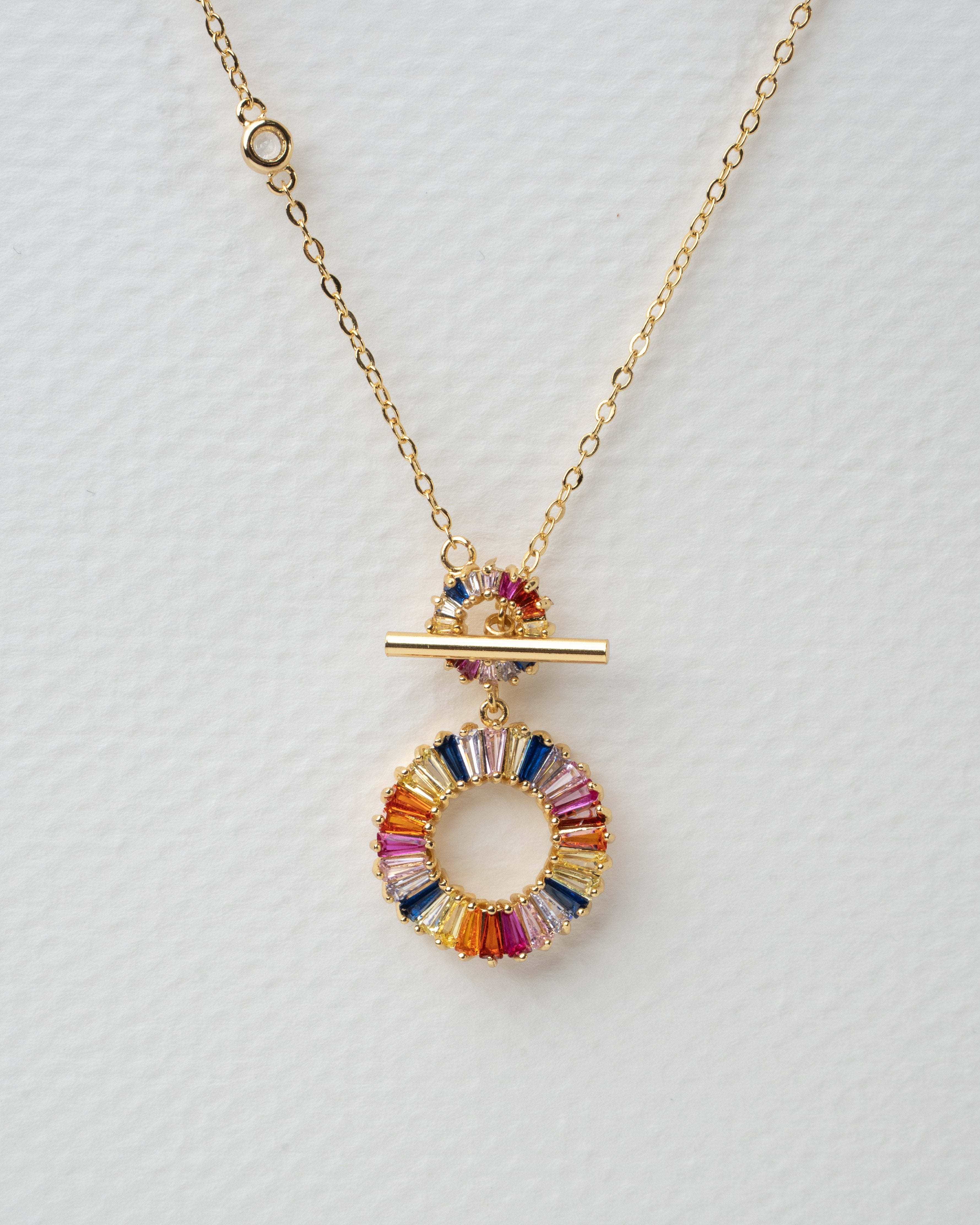 Elegant Multicolor Crystal Circle Necklace and Earring Set