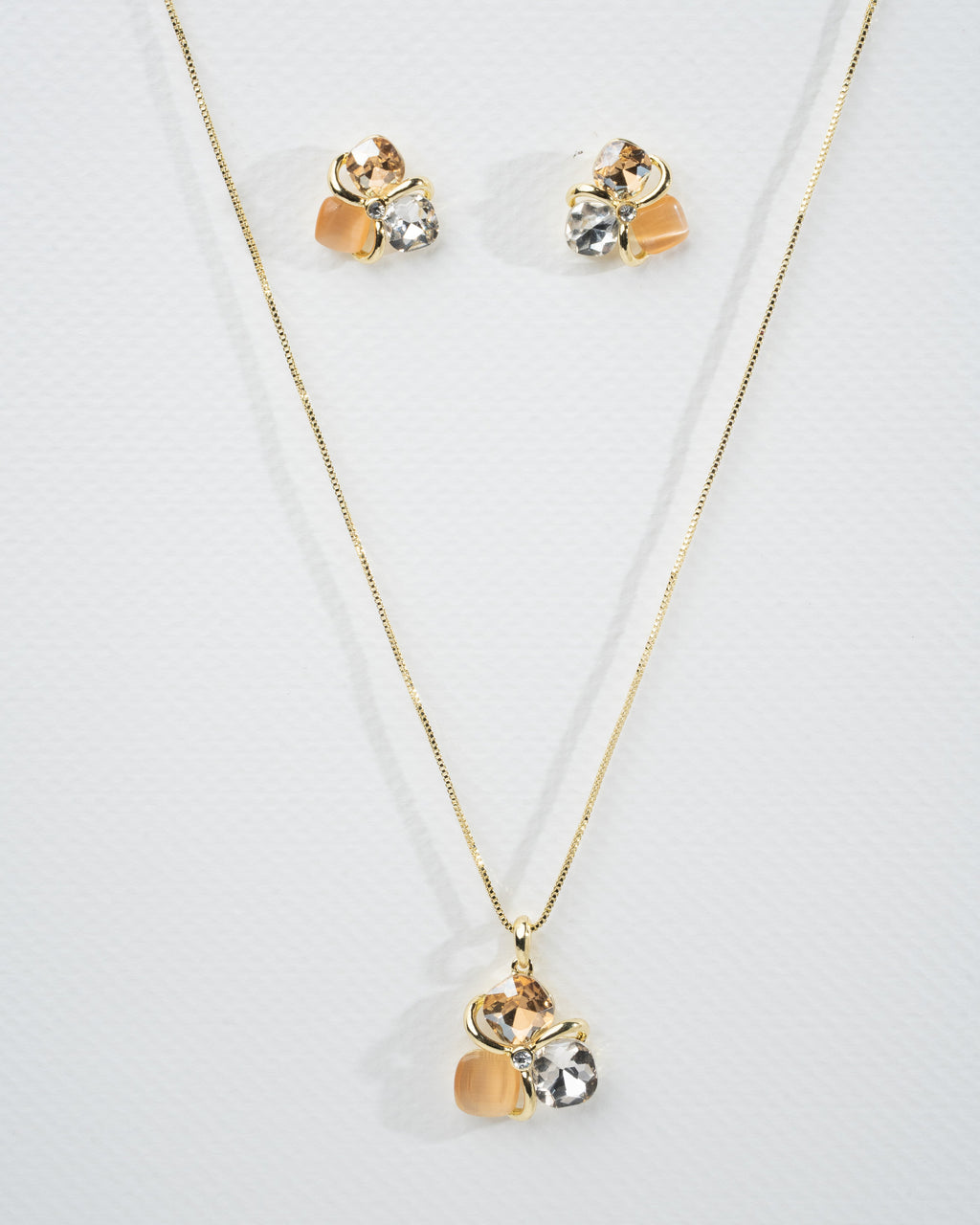 Elegant Blossom Crystal Jewelry Set - Necklace and Earrings