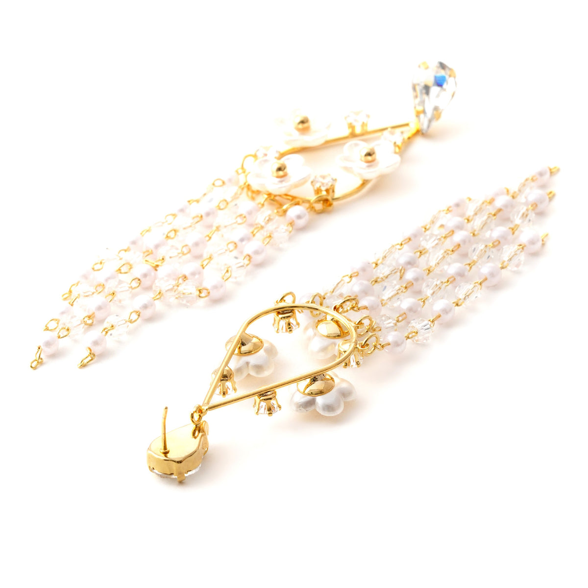 Elegant Floral Pearl Dangle Earrings