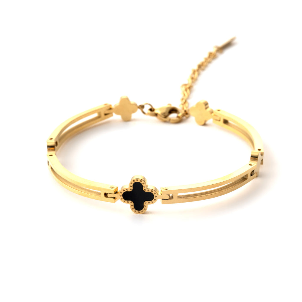 Elegant Gold Plated Clover Charm Bracelet