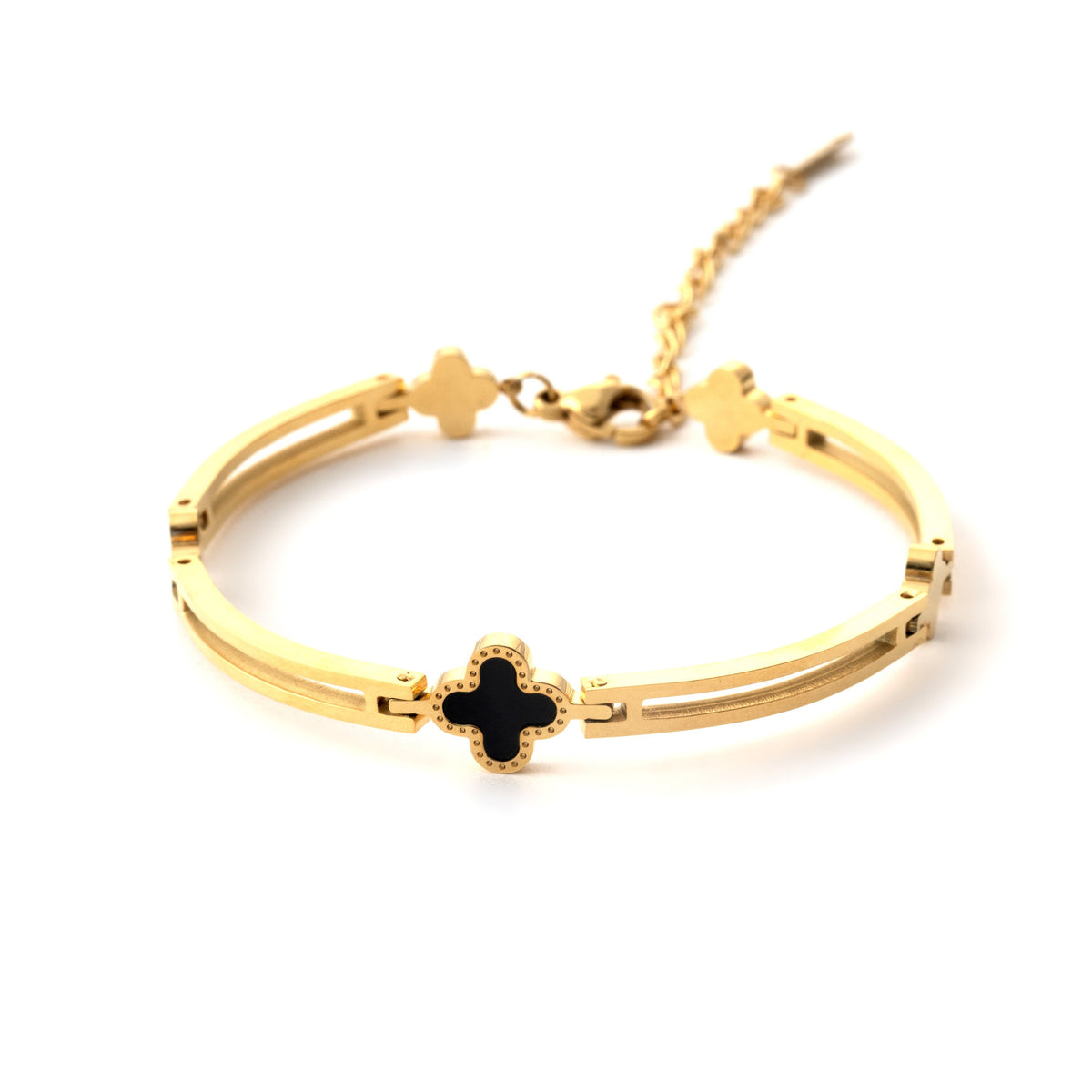 Elegant Gold Plated Clover Charm Bracelet