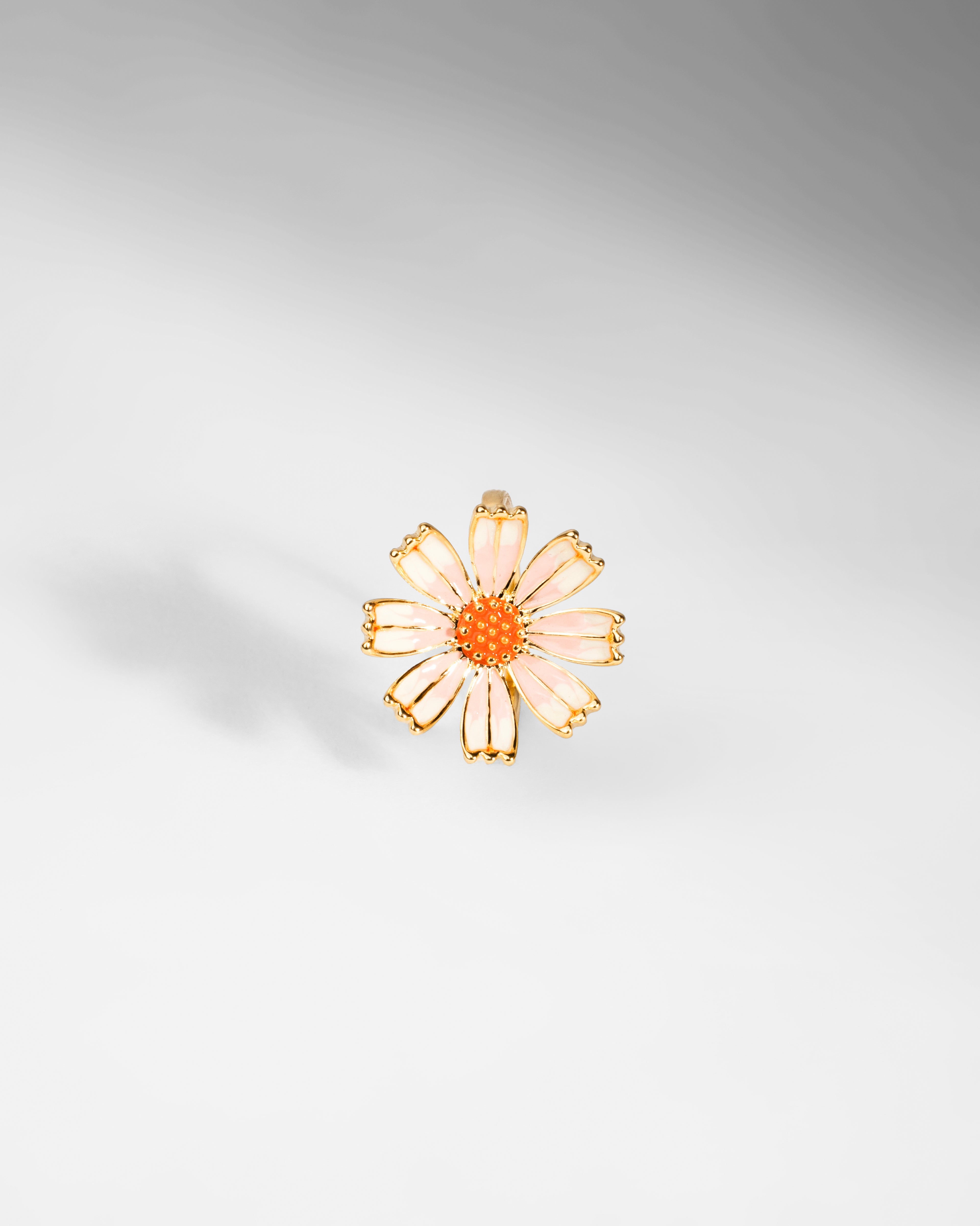 Elegant Gold-Plated Floral Brooch with Enamel Petals