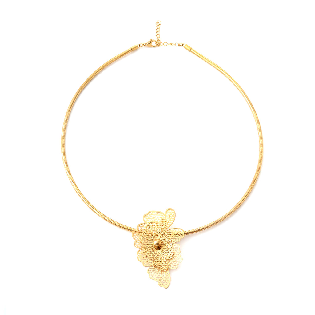 Golden Petal Statement Necklace