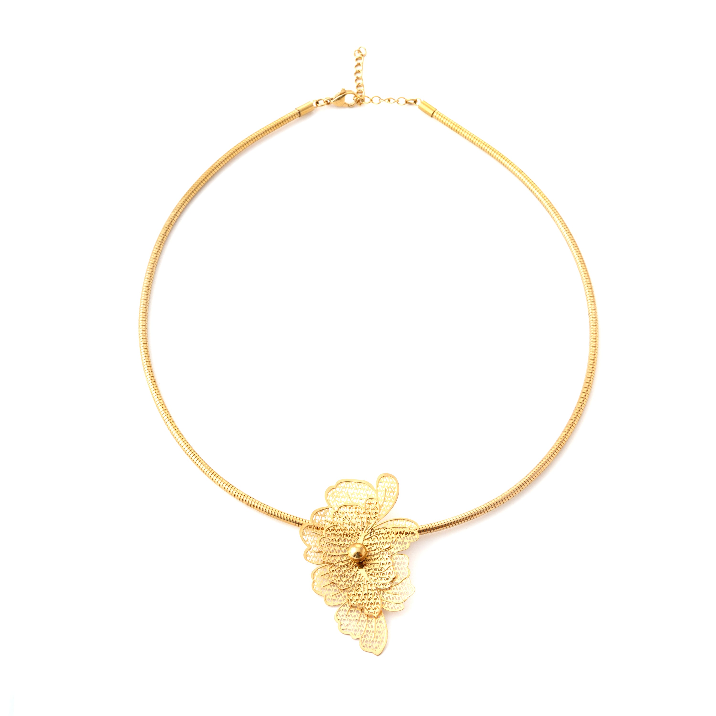 Golden Petal Statement Necklace