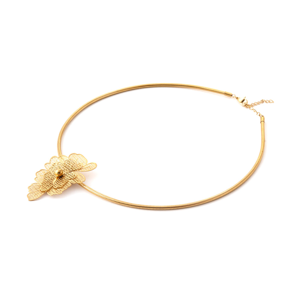 Golden Petal Statement Necklace