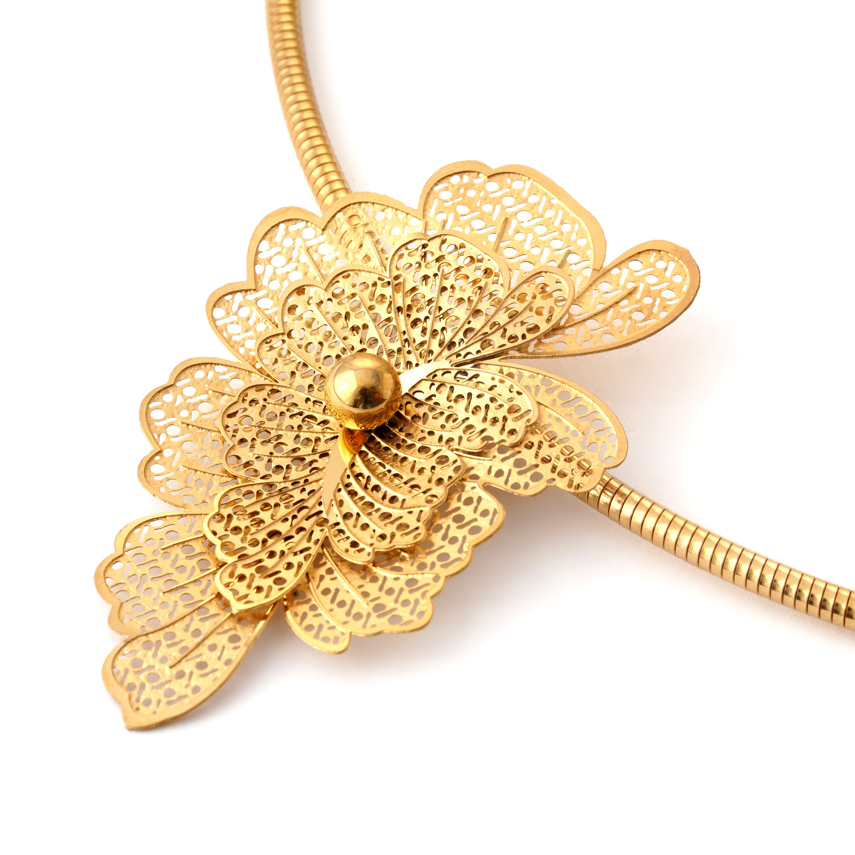Golden Petal Statement Necklace