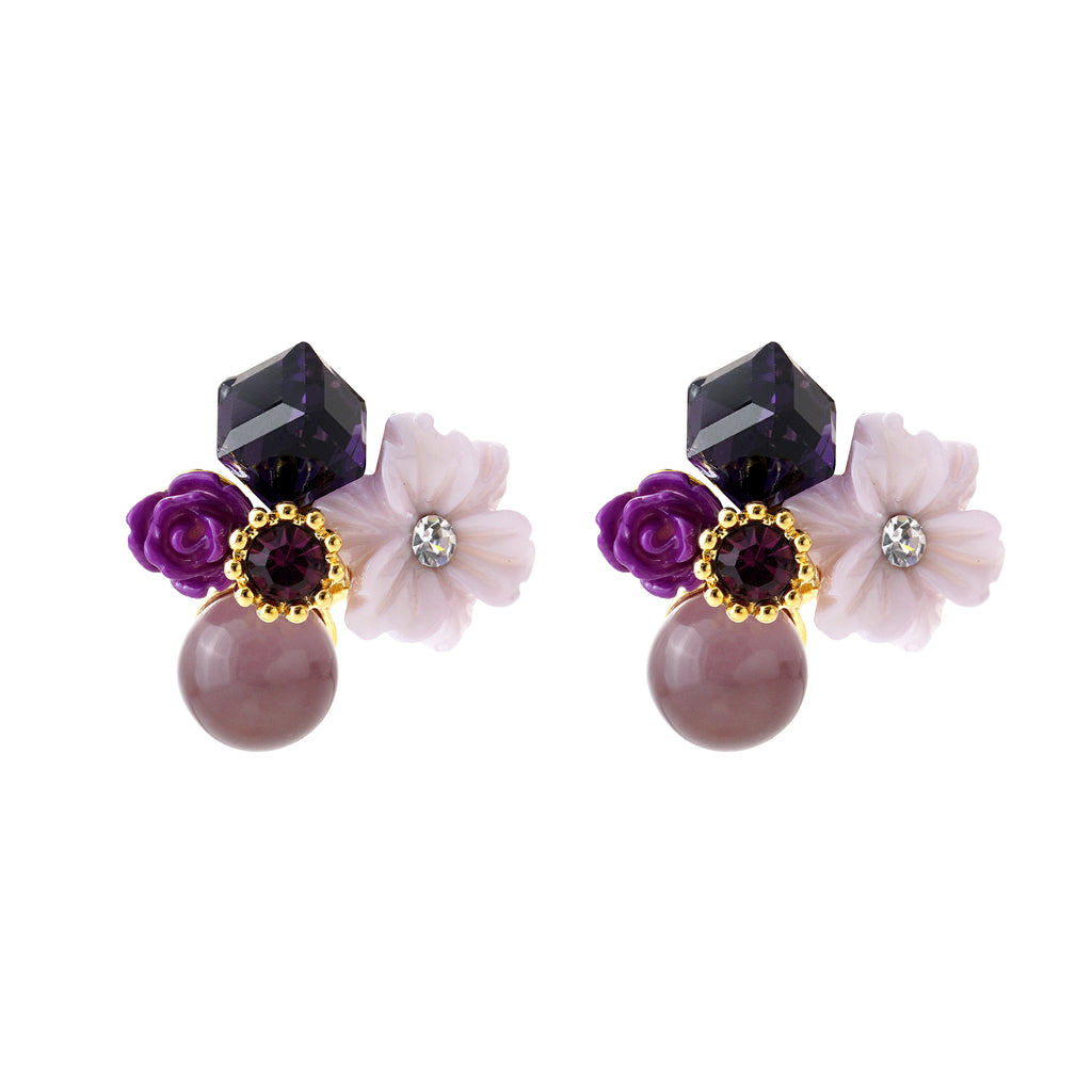 Purple Blossom Cluster Earrings