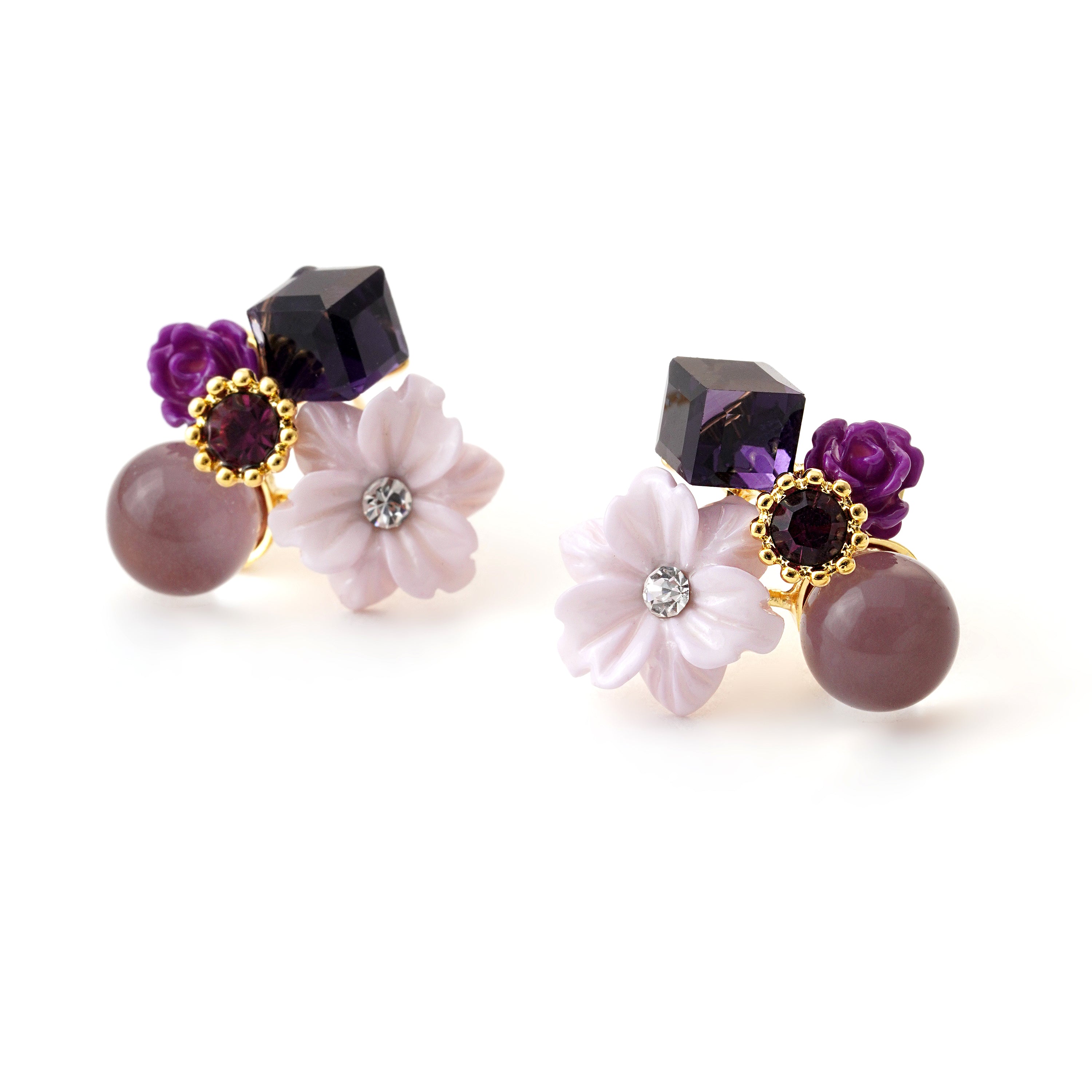 Purple Blossom Cluster Earrings