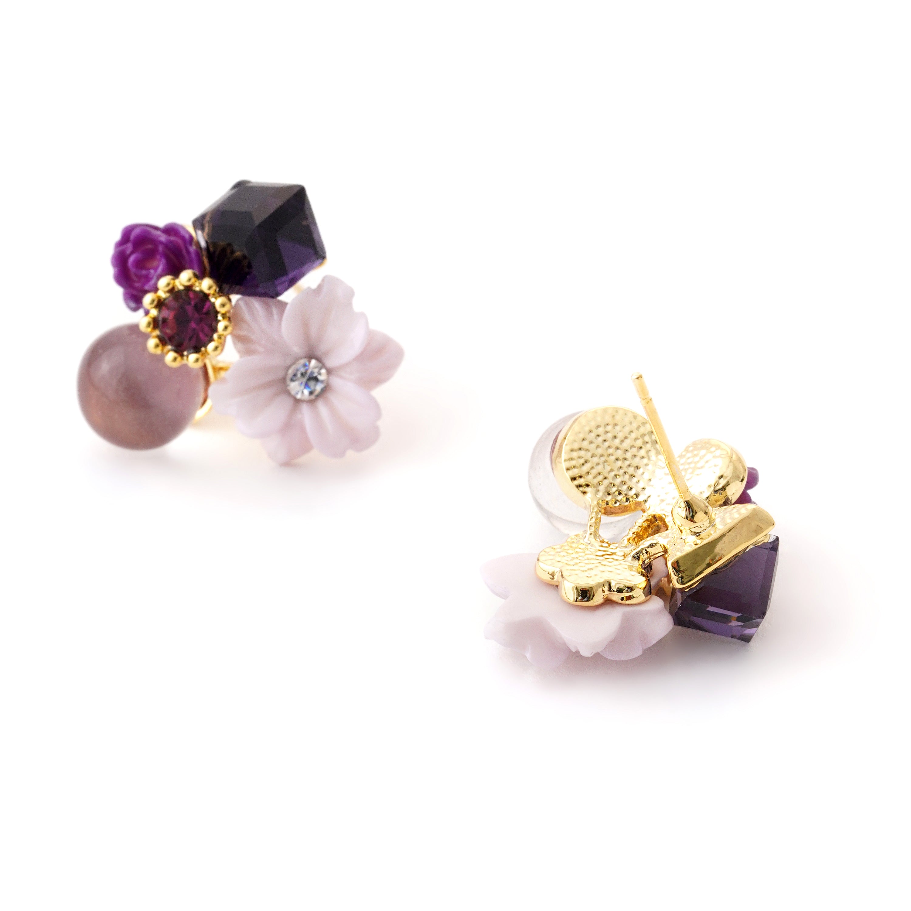 Purple Blossom Cluster Earrings