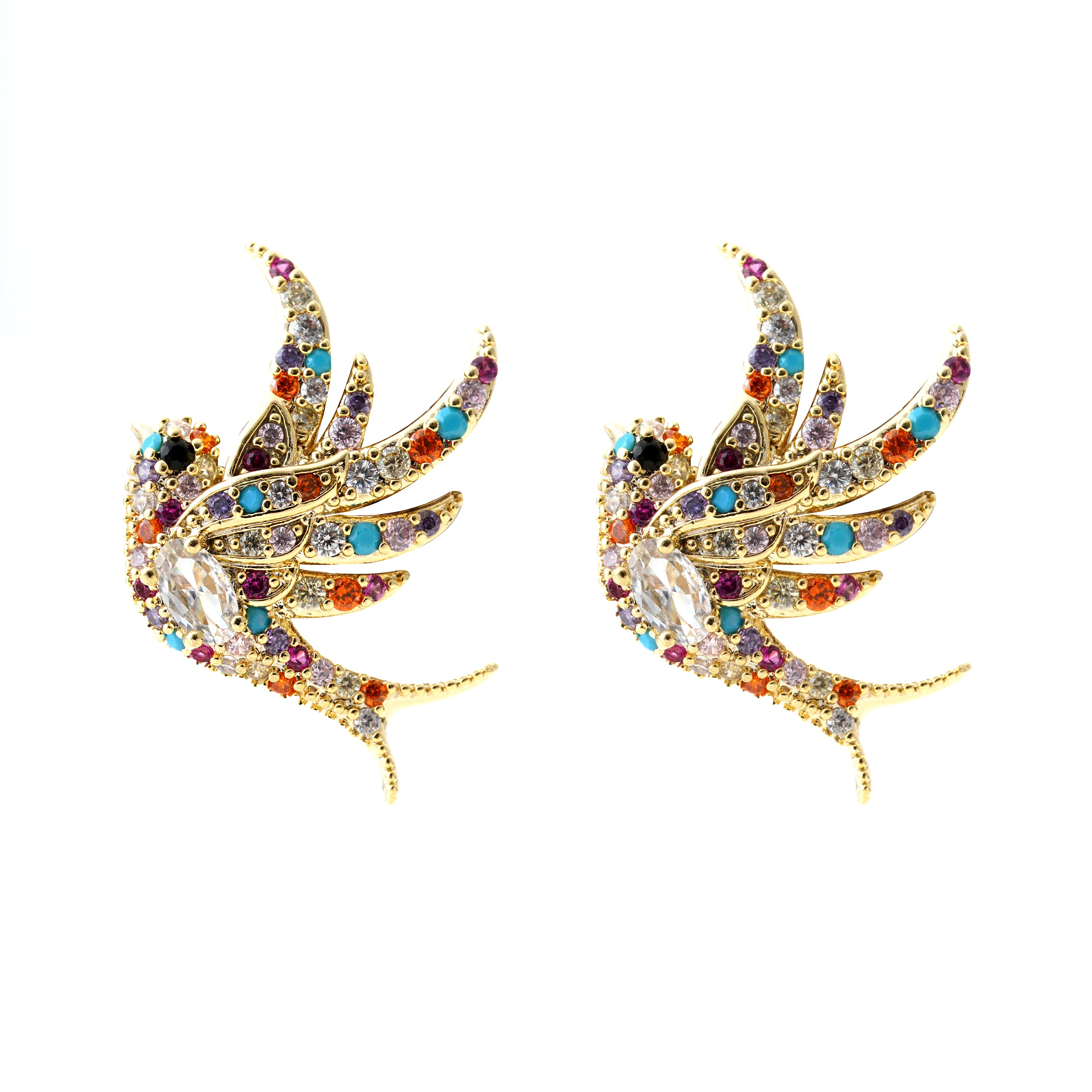 Multicolored Phoenix Earrings