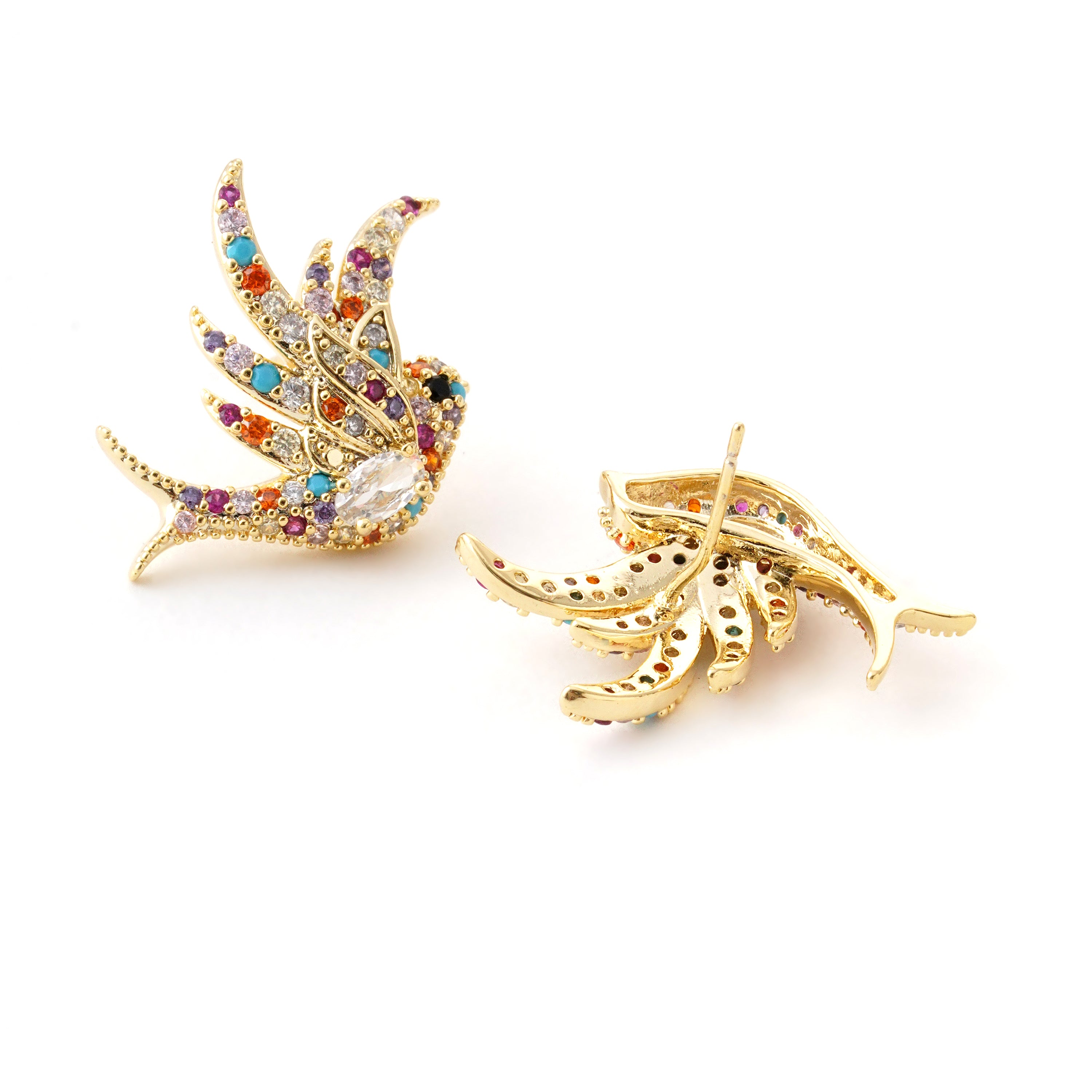 Multicolored Phoenix Earrings