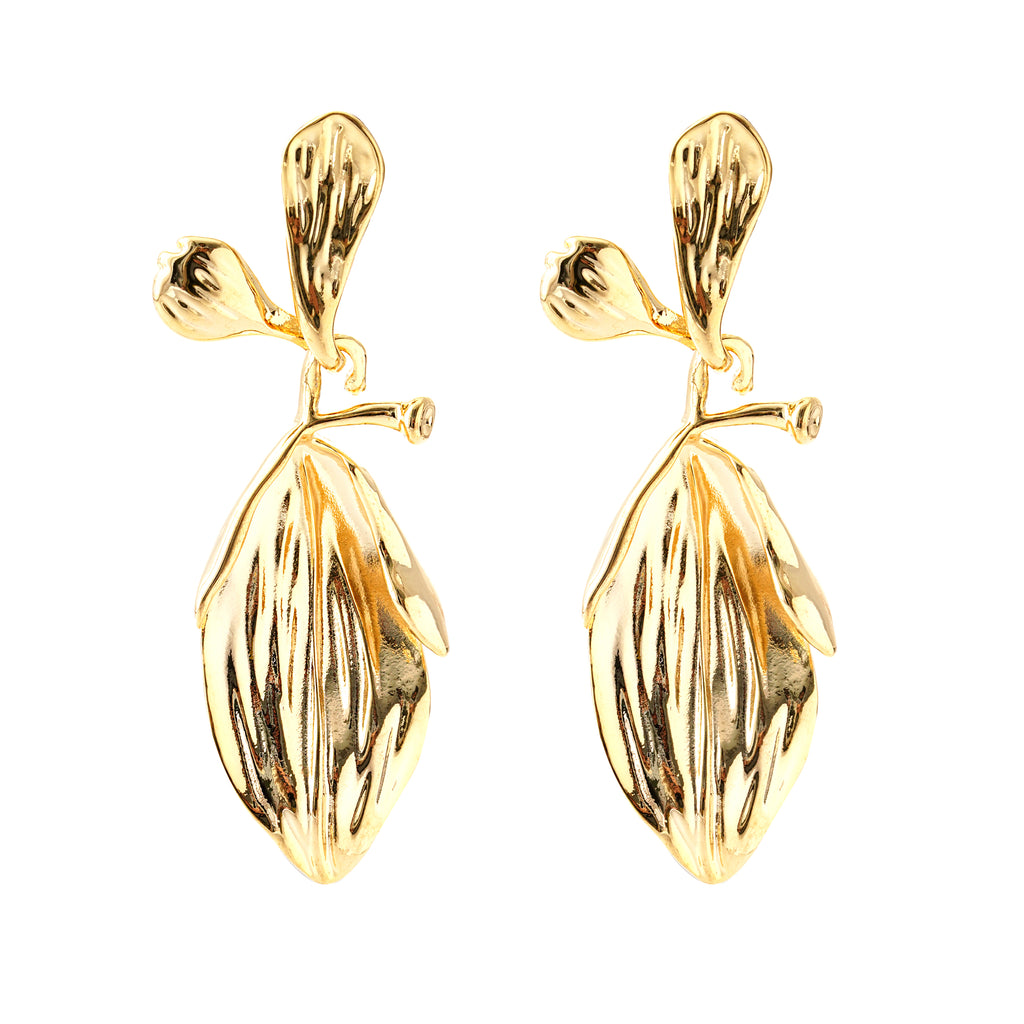 Golden Leaf Statement Earrings