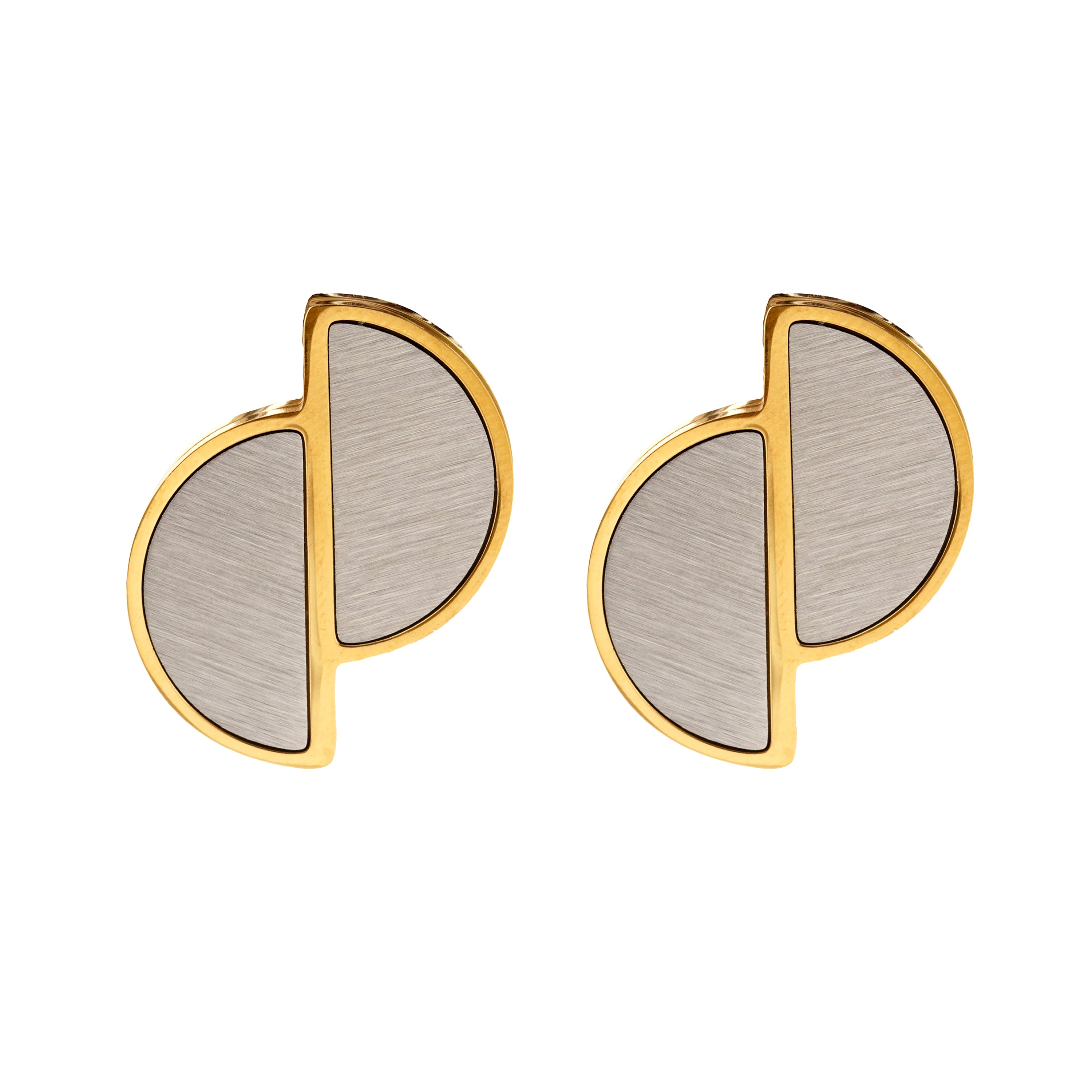 Dual-Tone Abstract Stud Earrings