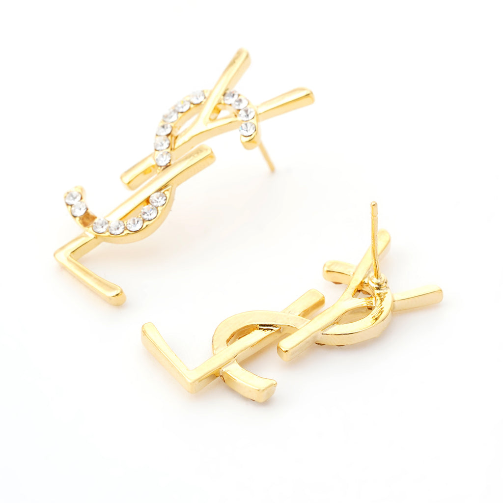 Crystal Monogram Stud Earrings