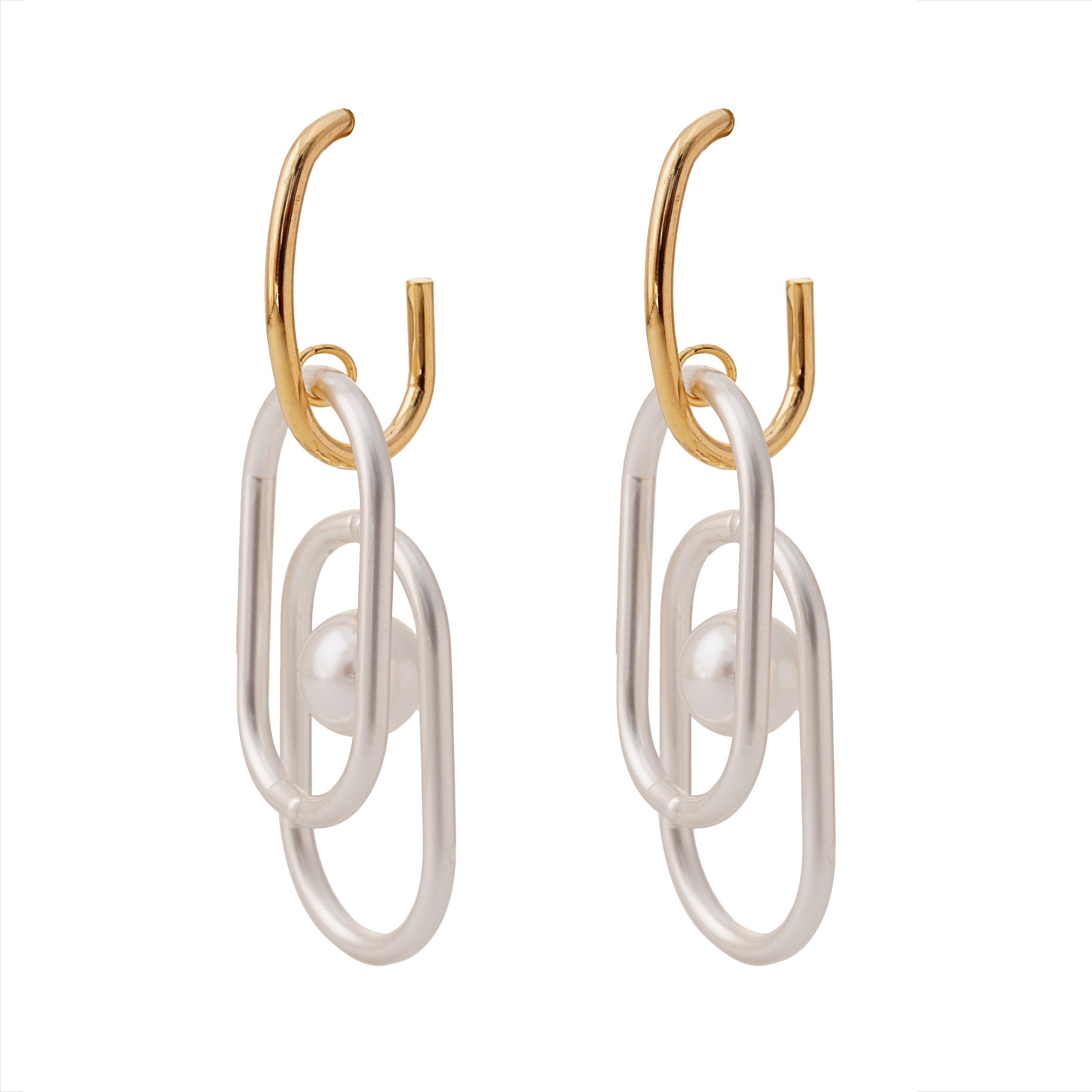 Dual-Tone Pearl Orbit Earrings
