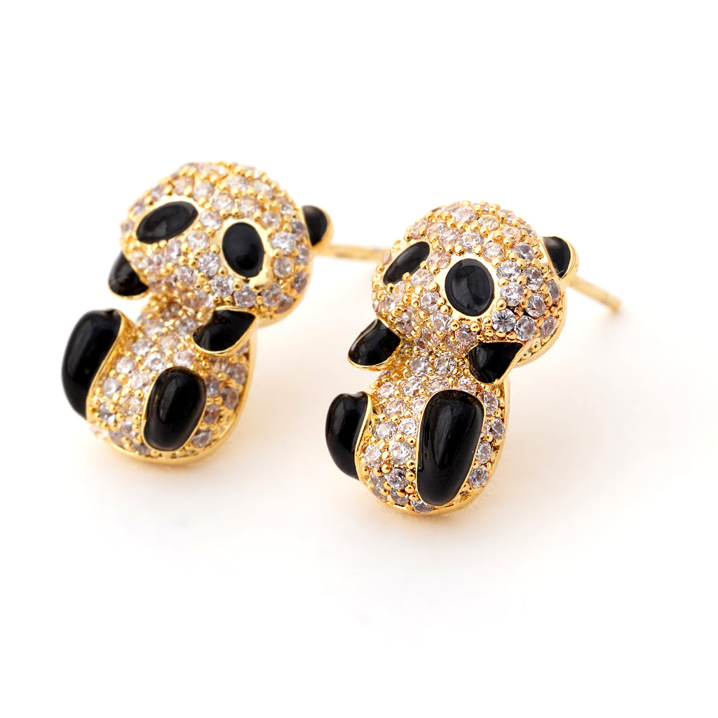 Sparkling Panda Stud Earrings