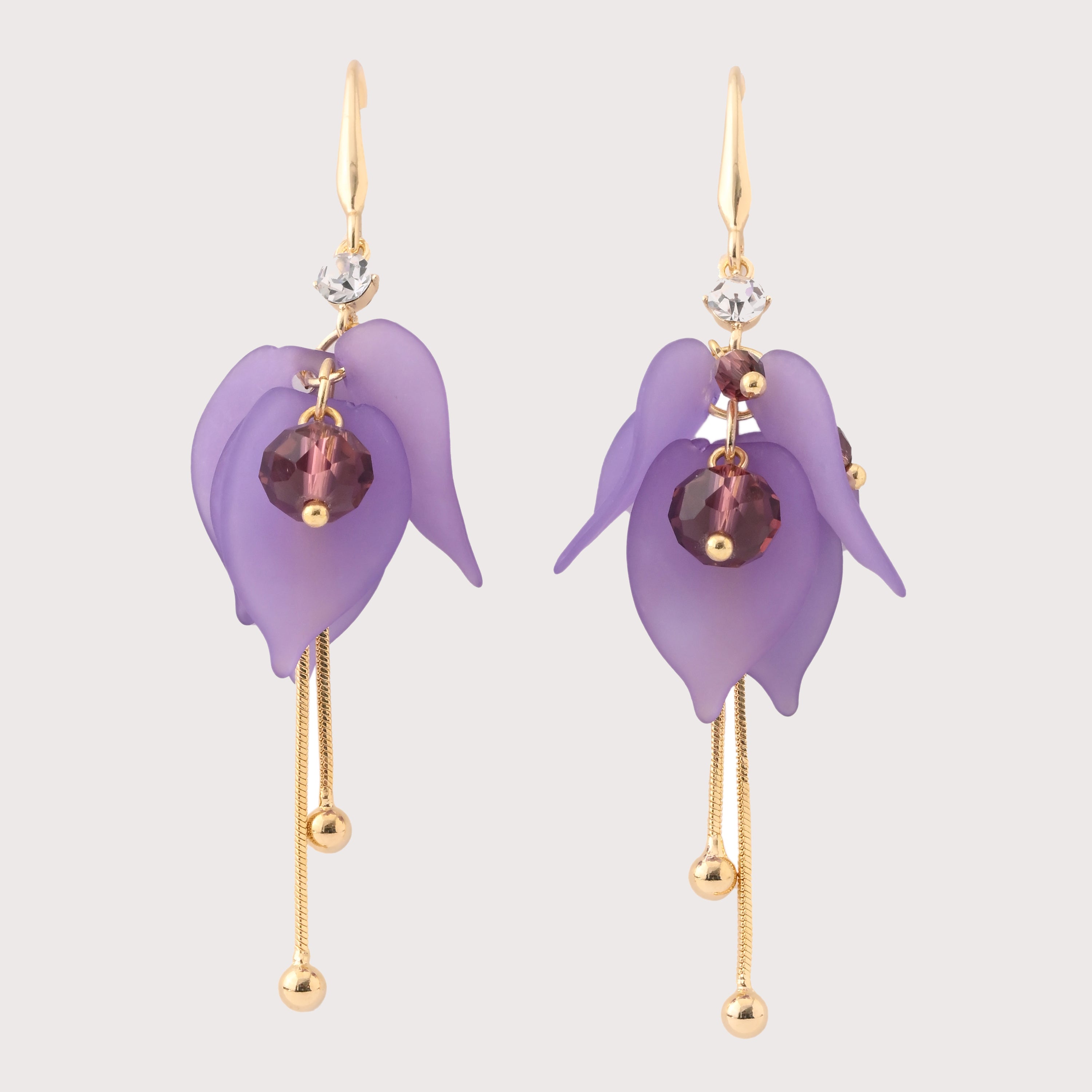 Lavender Floral Drop Earrings