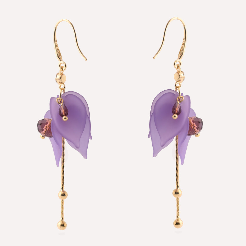 Lavender Floral Drop Earrings