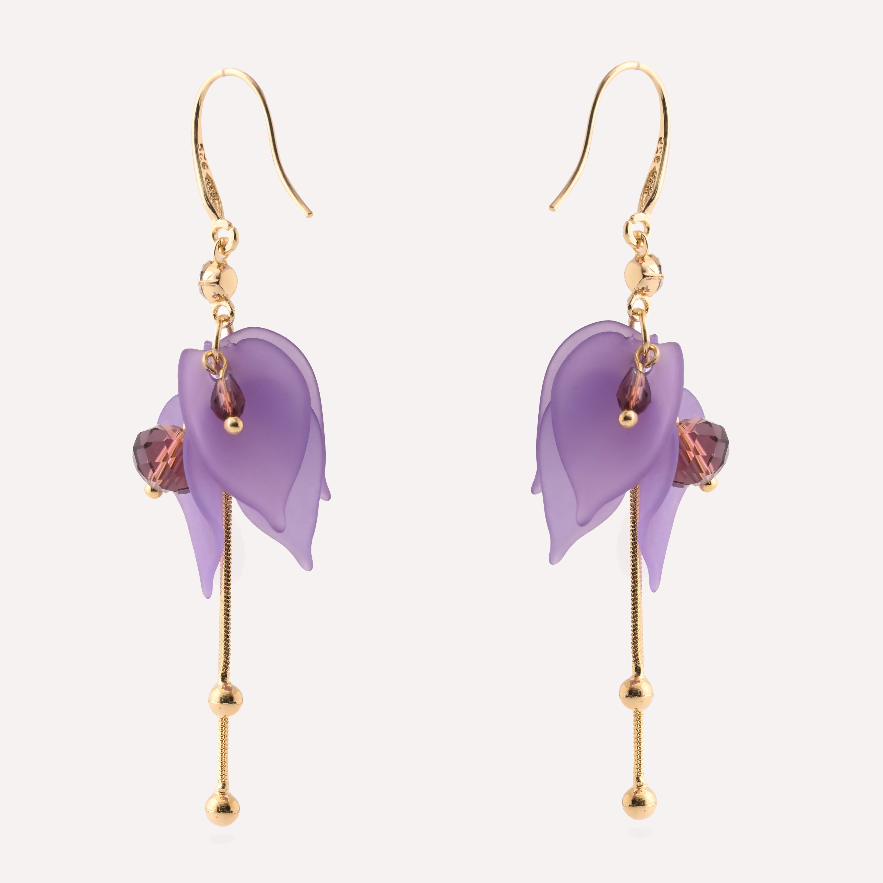 Lavender Floral Drop Earrings