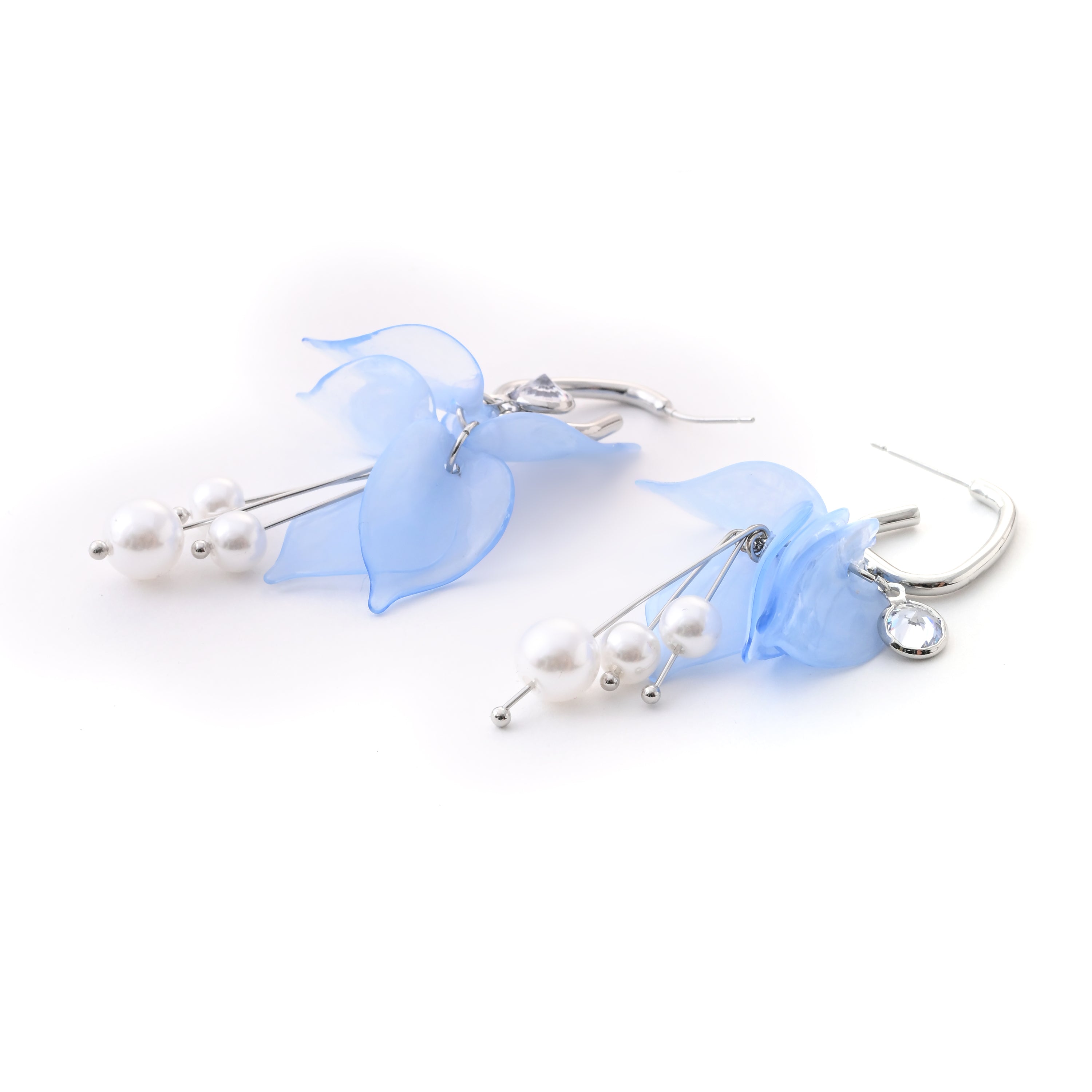 Blue Floral Pearl Earrings