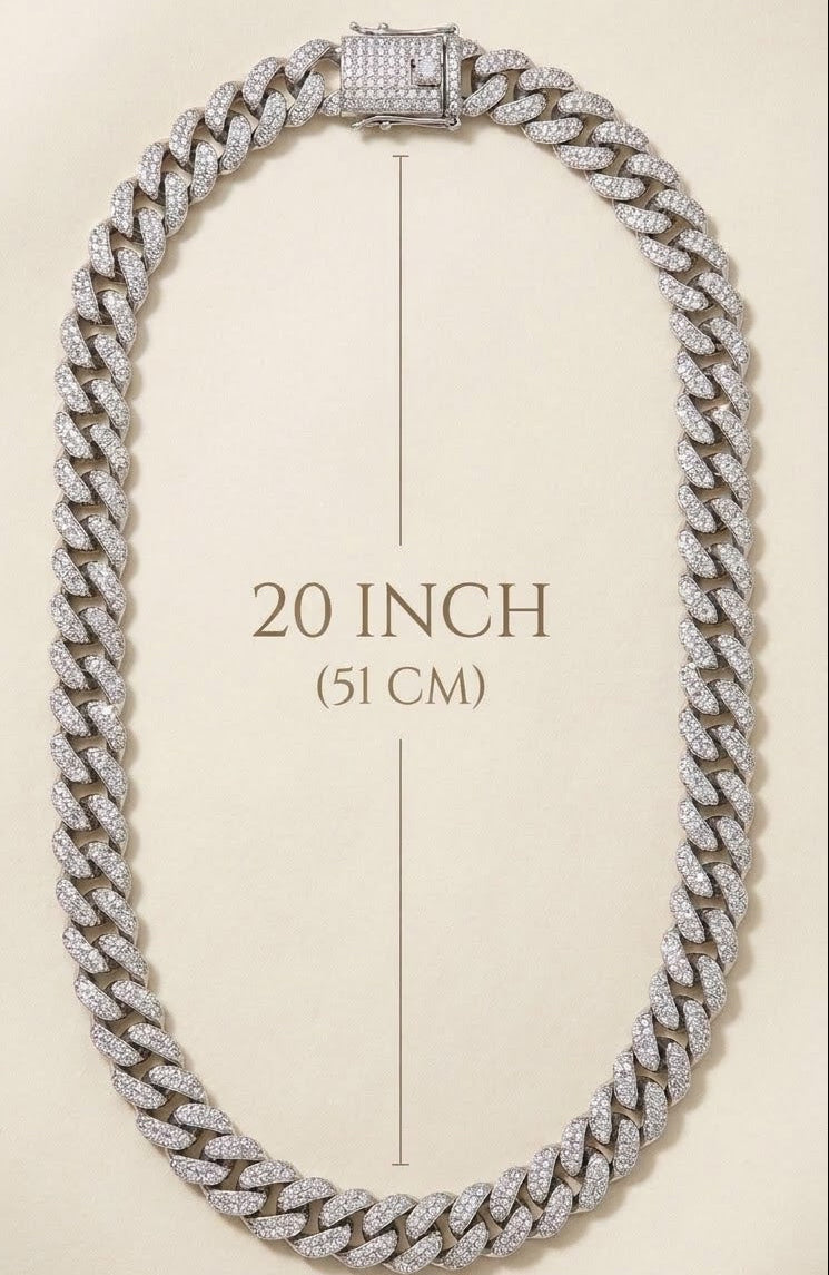 Silver Pave Cubic Link Chain Necklace