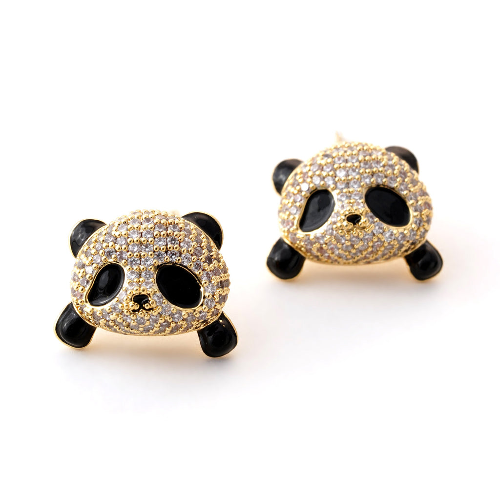 Elegant Panda Crystal Stud Earrings
