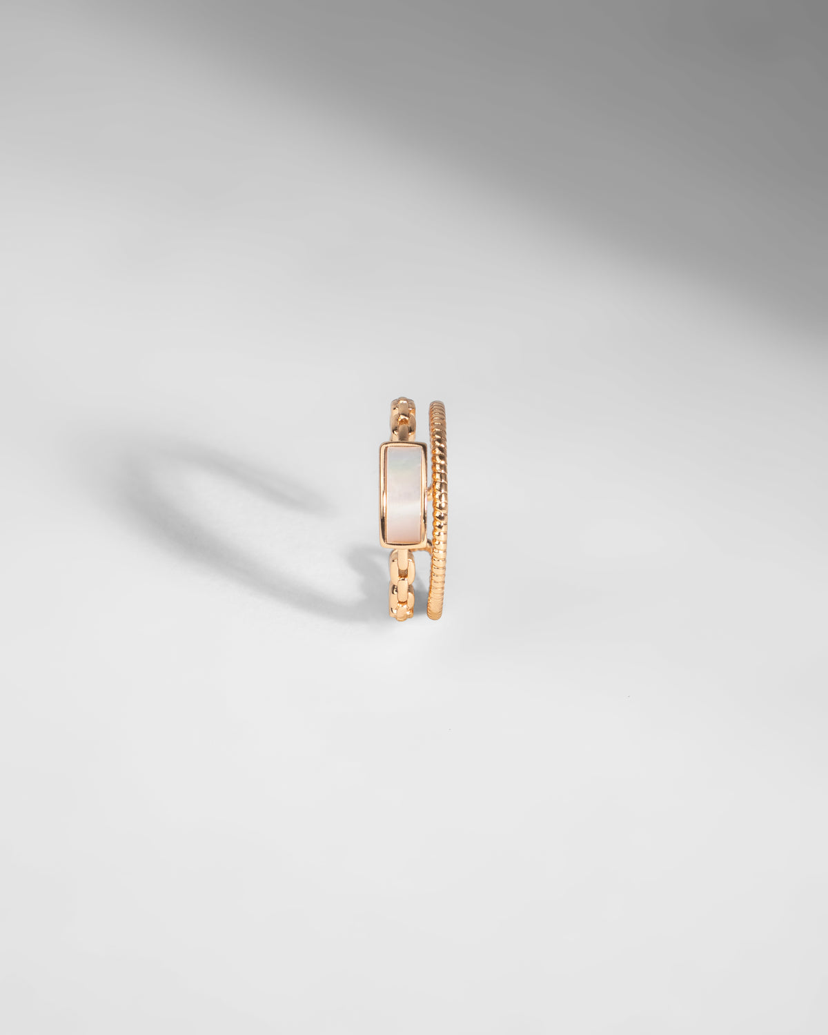 Elegant Gold-Toned Rectangular Pearl Ring