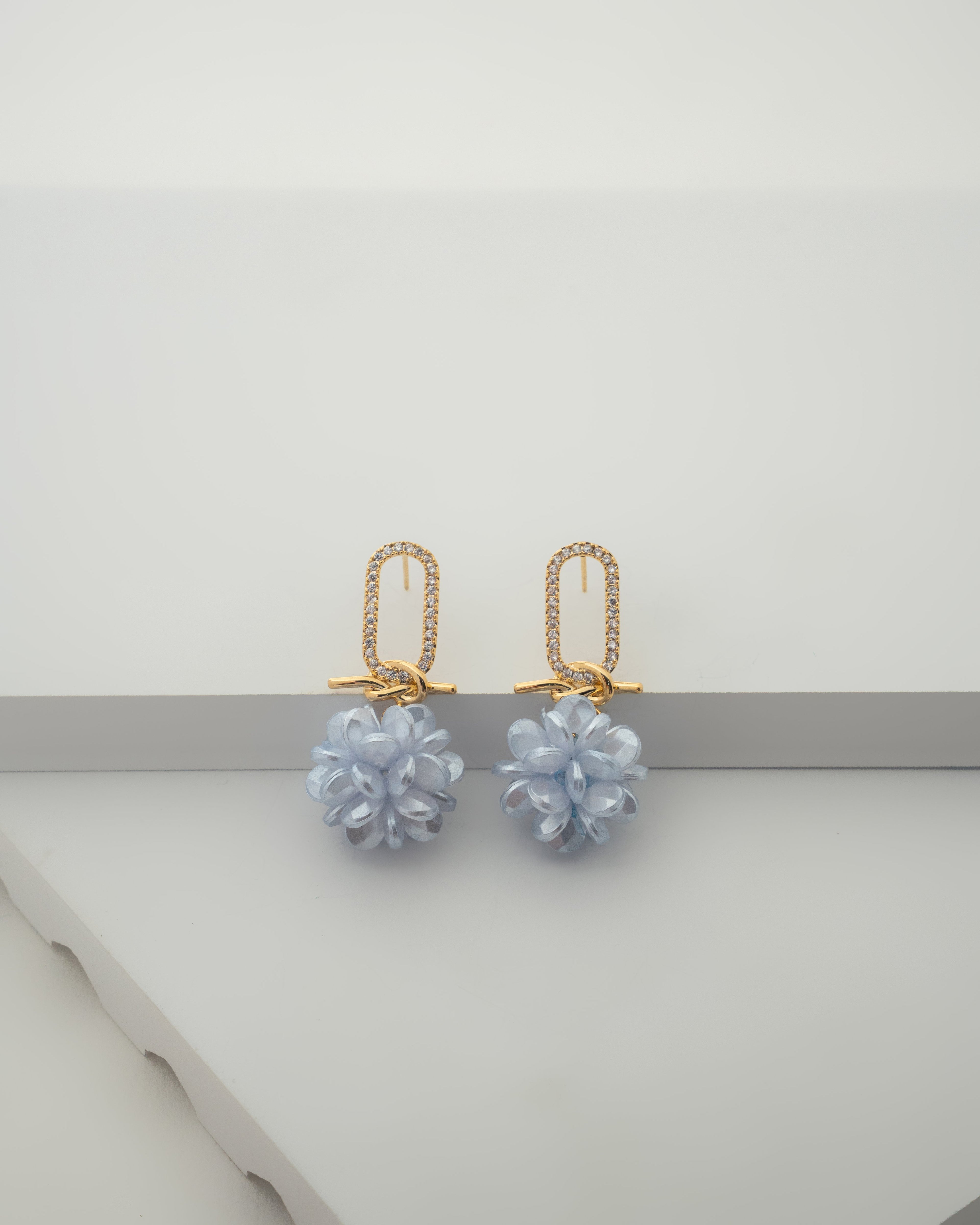 Elegant Gold-Plated Crystal Floral Dangle Earrings