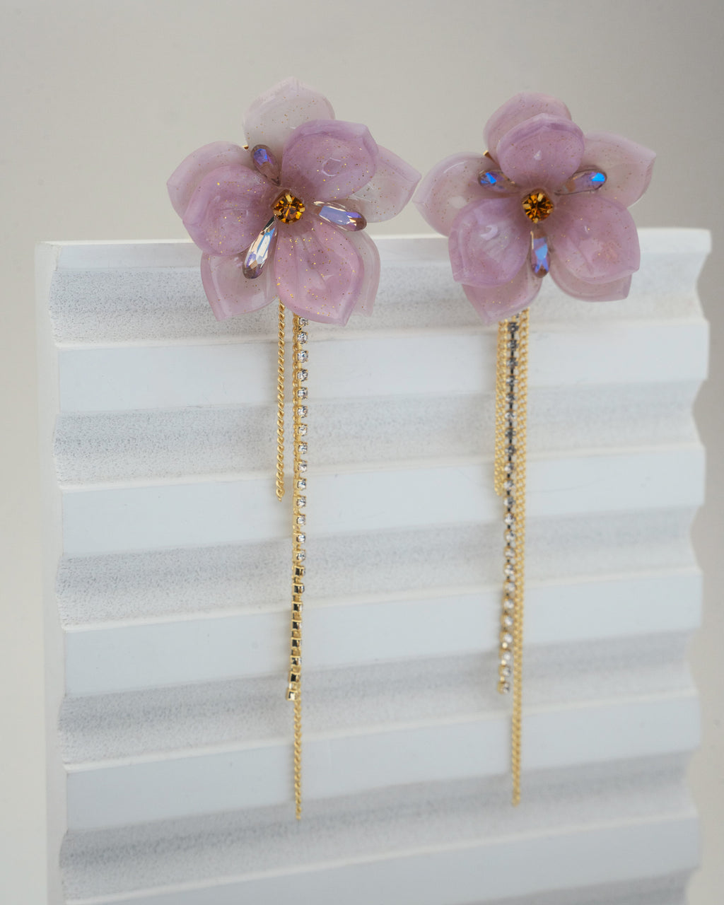 Elegant Blossom Crystal Dangling Earrings