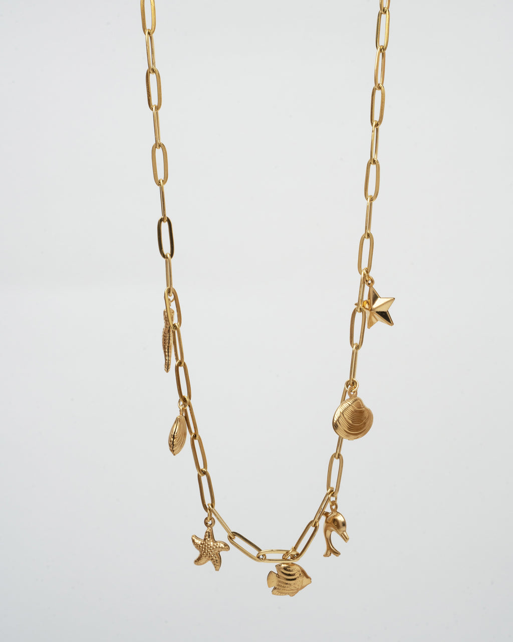 Elegant Ocean-Themed Gold Charm Necklace