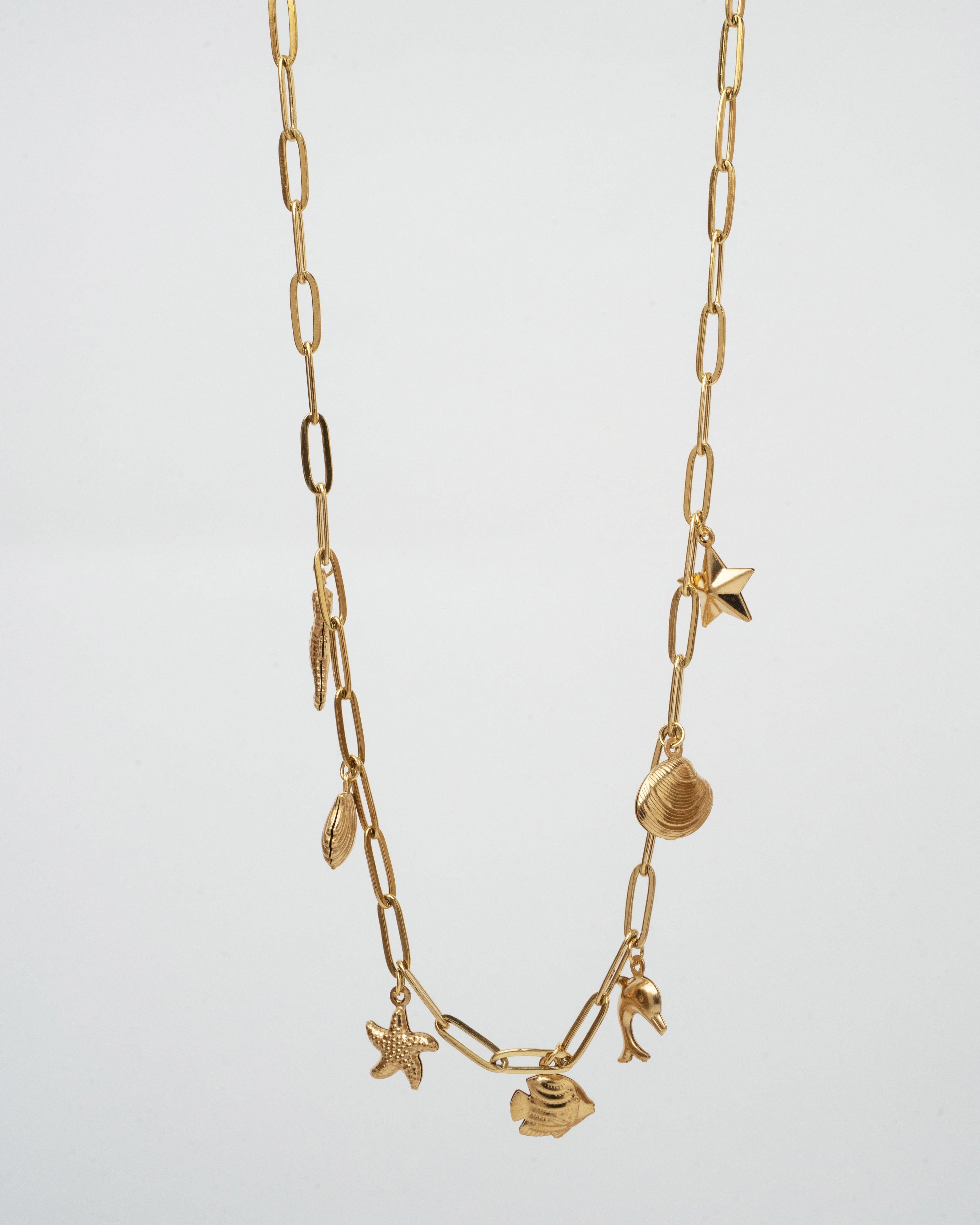 Elegant Ocean-Themed Gold Charm Necklace