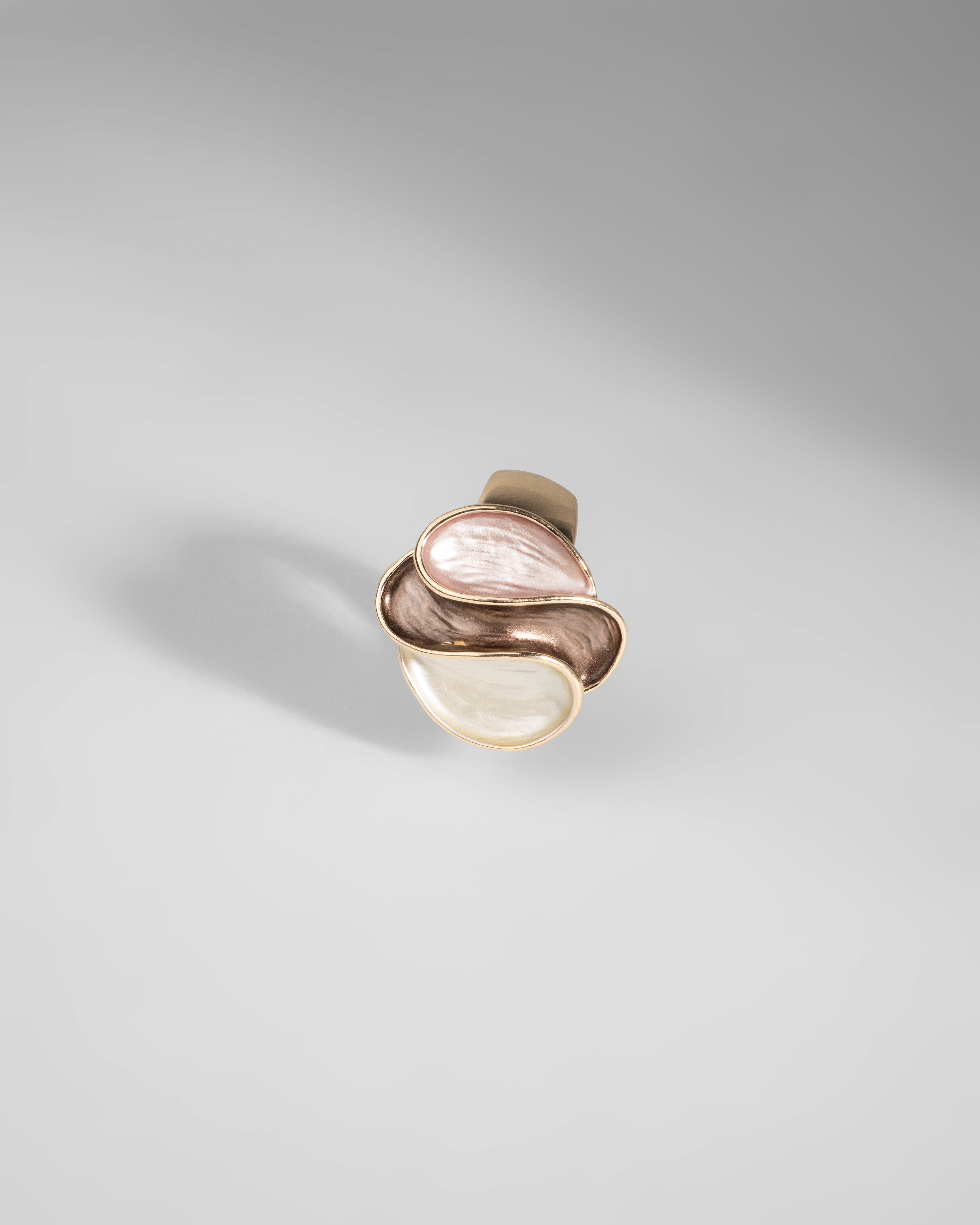 Elegant Swirl Statement Ring in Tri-Tone Enamel
