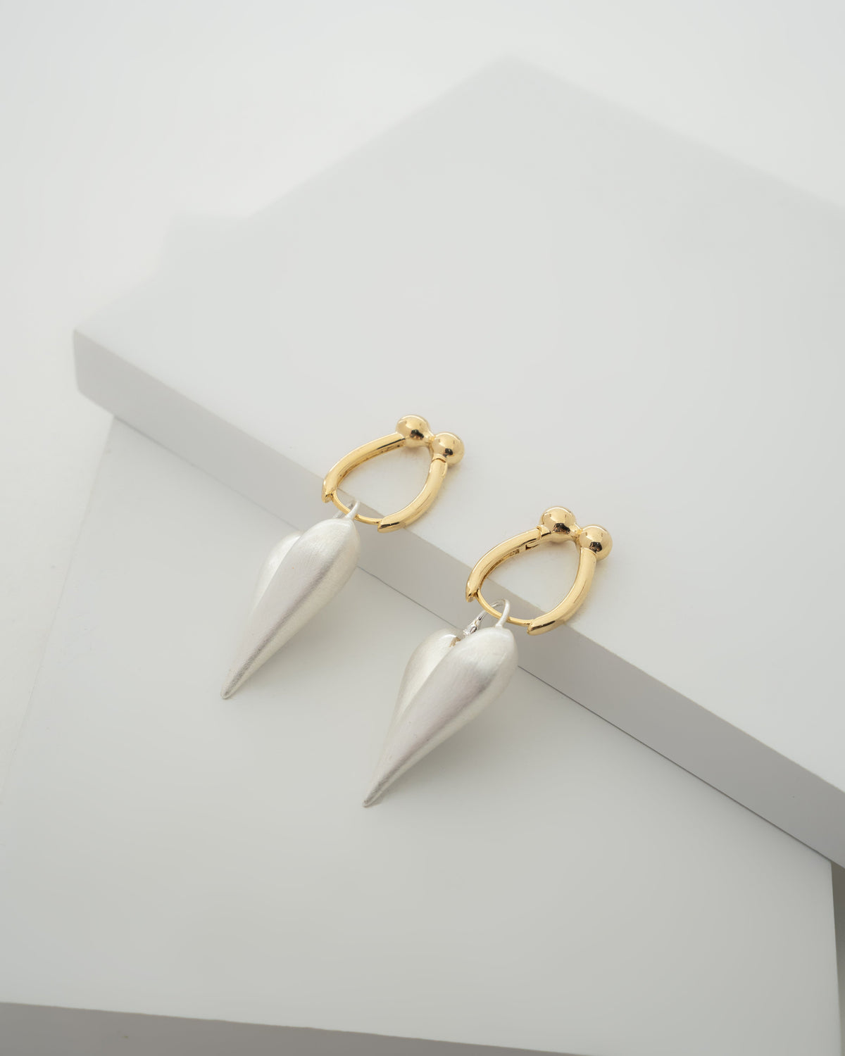 Elegant Two-Tone Heart Drop Earrings