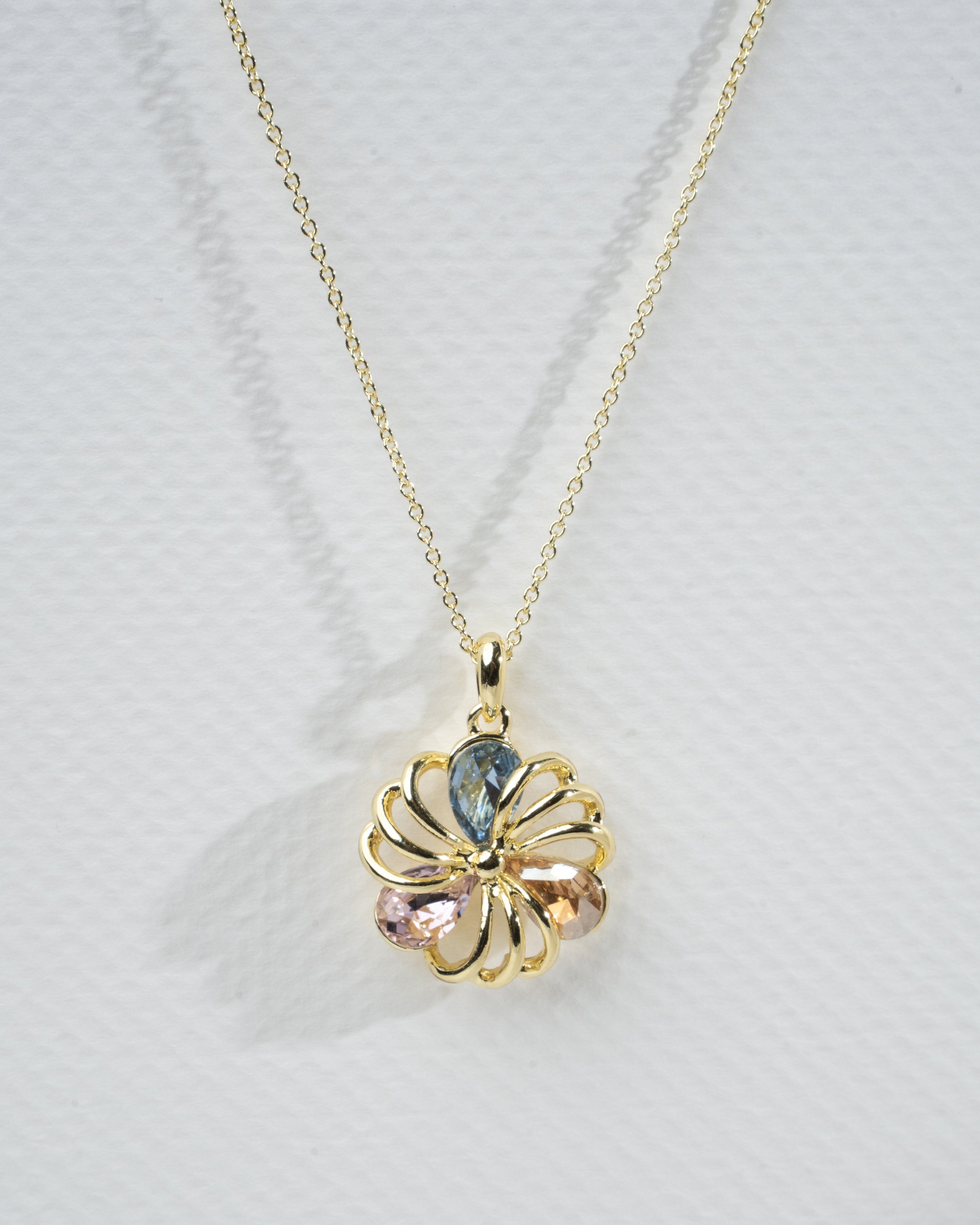 Elegant Flower Burst Gold Jewelry Set with Multicolor Gemstones