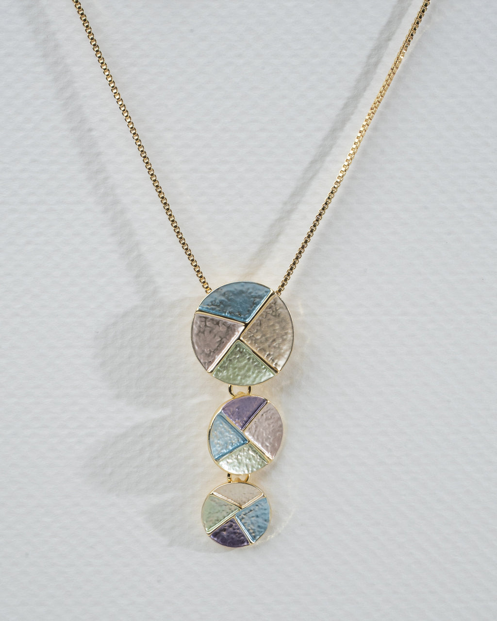 Elegant Pastel Enamel Geometric Necklace and Earrings Set