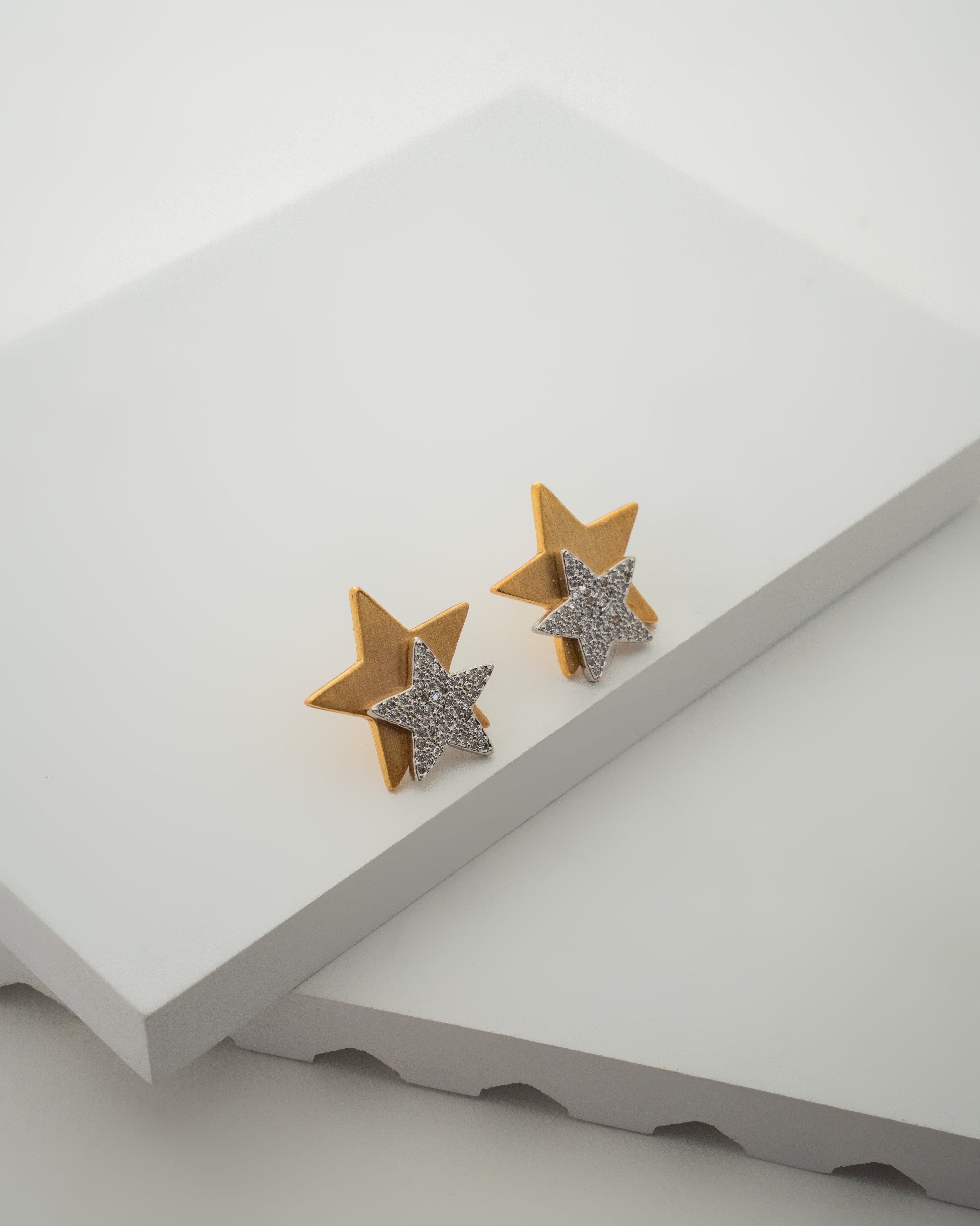 Elegant Dual-Tone Star Stud Earrings