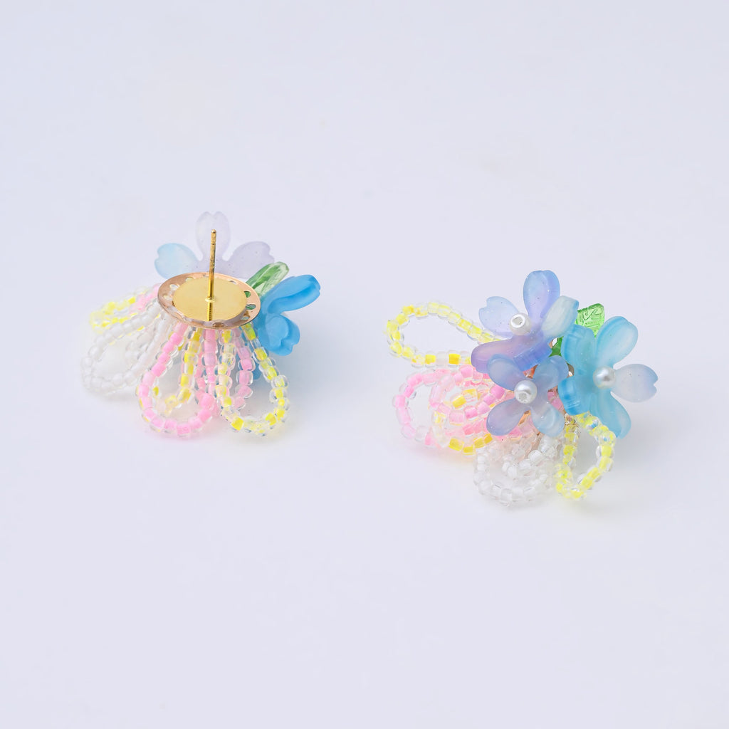 Vibrant Floral Beaded Earrings - Handmade Multicolor Design