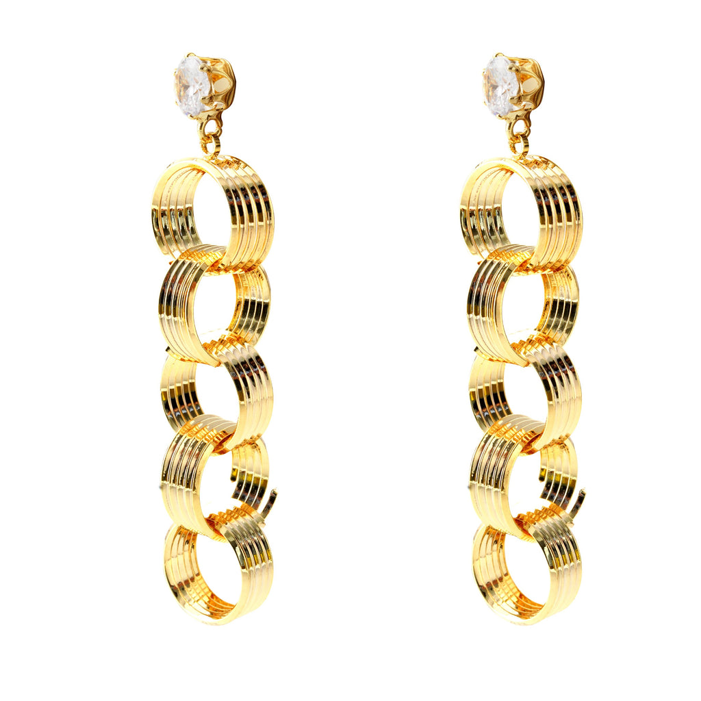 EleganceGold Link Drop Earrings