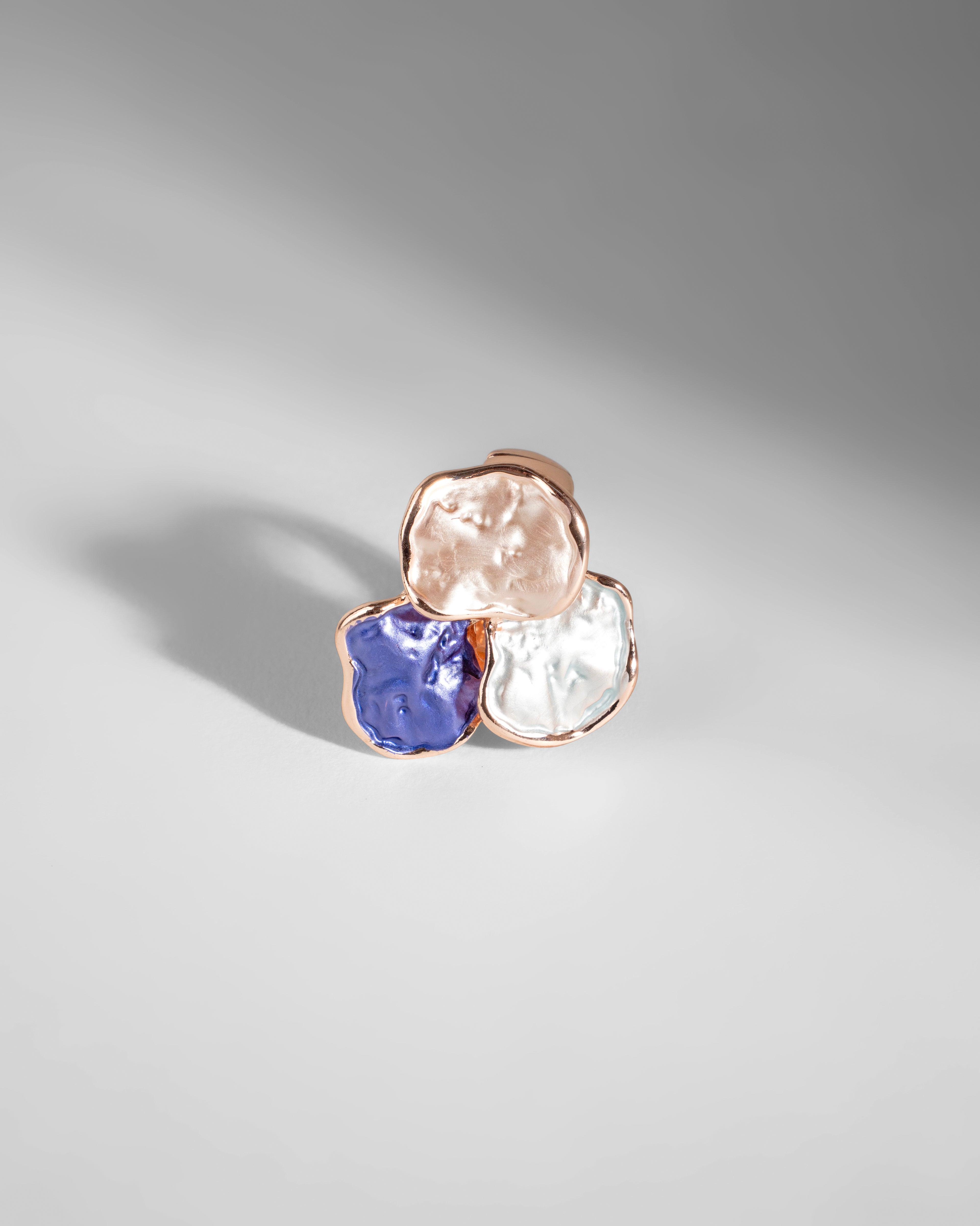 Tri-Color Artistic Metal Blossom Ring