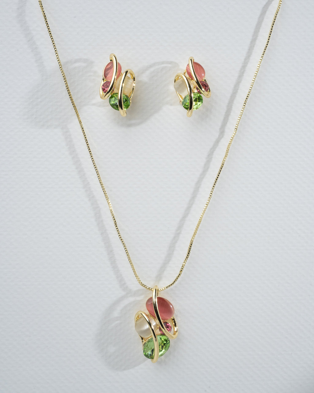 Elegant Multicolor Gemstone Necklace and Earring Set