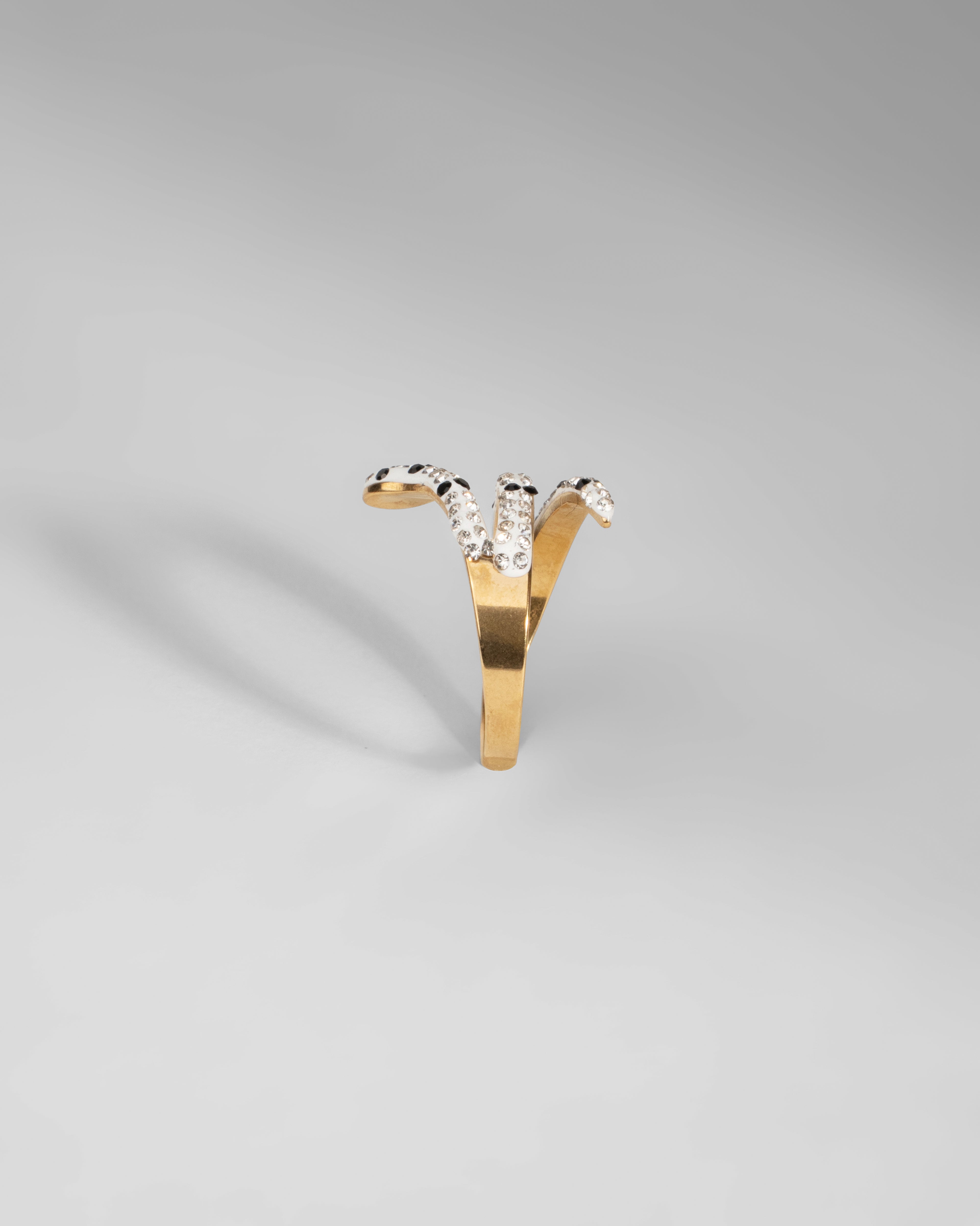 Elegant Crystal-Embellished Serpentine Ring