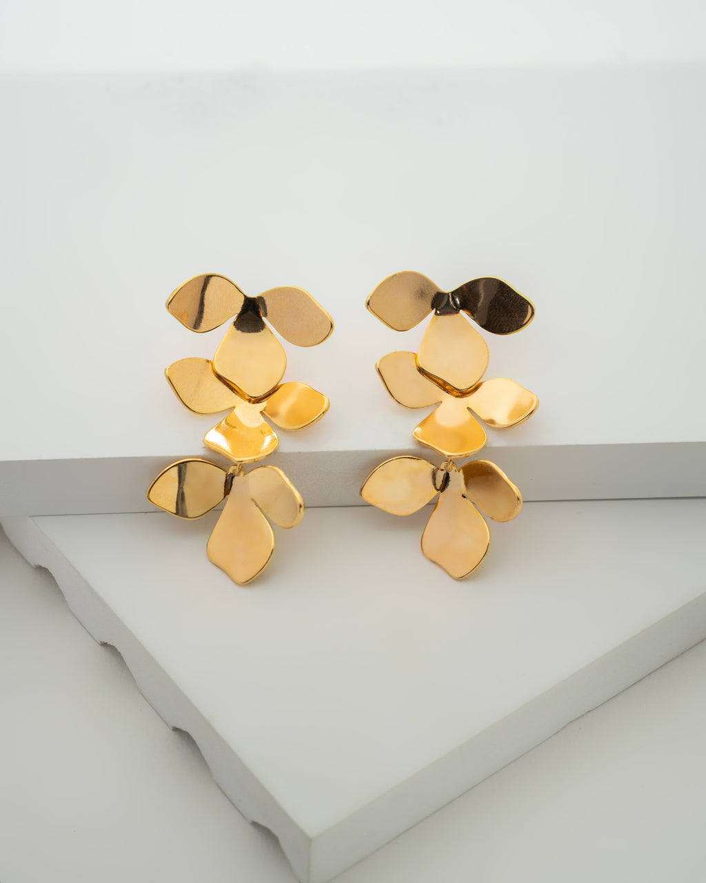 Elegant Petal Gold Plated Drop Earrings