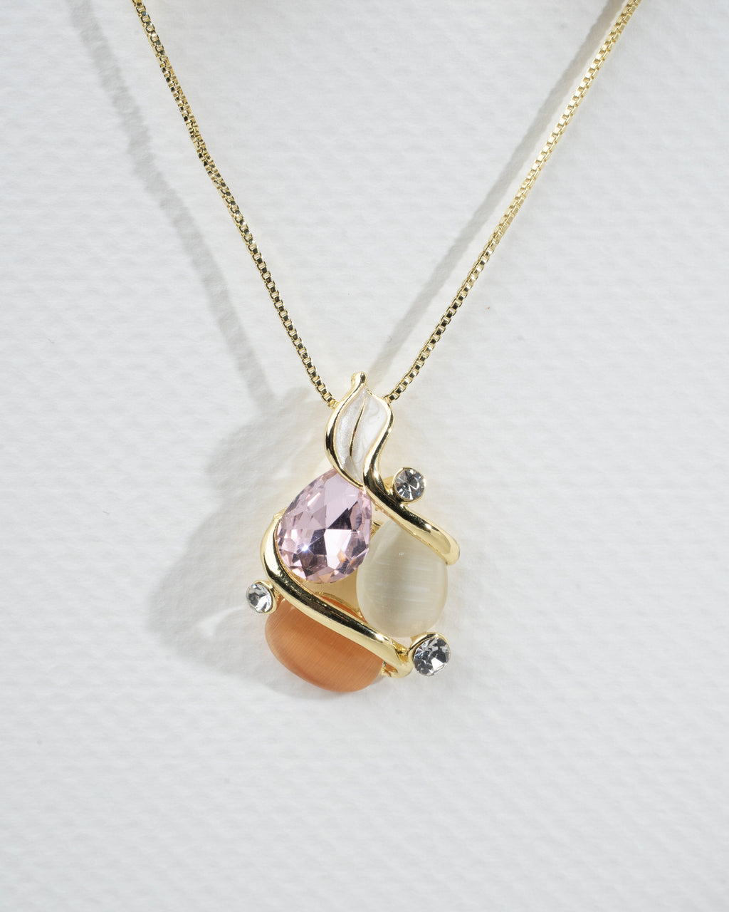 Elegant Multi-Stone Gold-Plated Necklace and Earrings Set